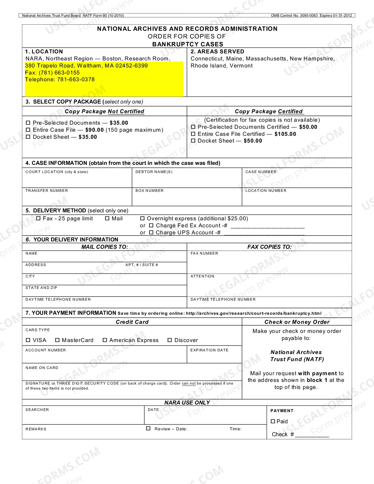 Preview National Archives And Records Administration Order For Copies Of Bankruptcy Cases