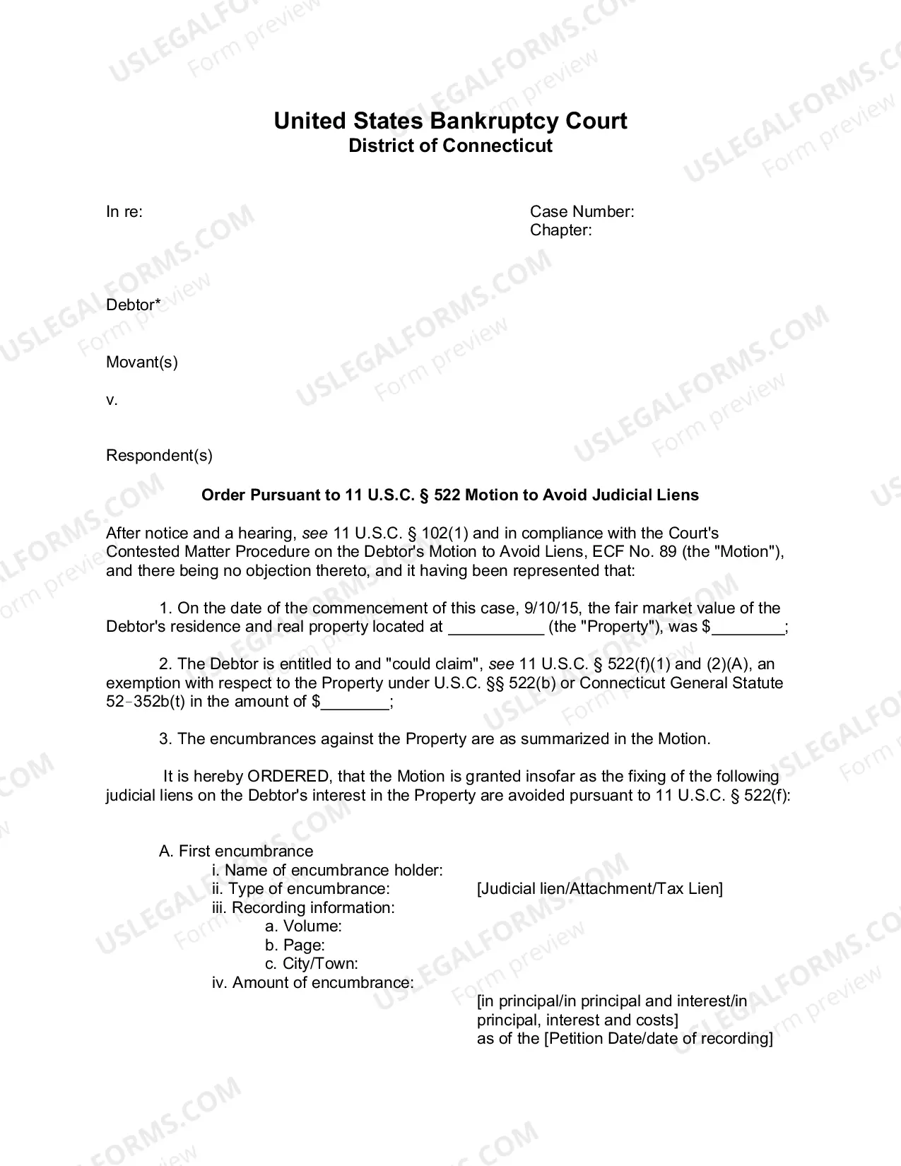 Preview Order Pursuant To 11 U.S.C. 522 Motion To Avoid Judicial Liens