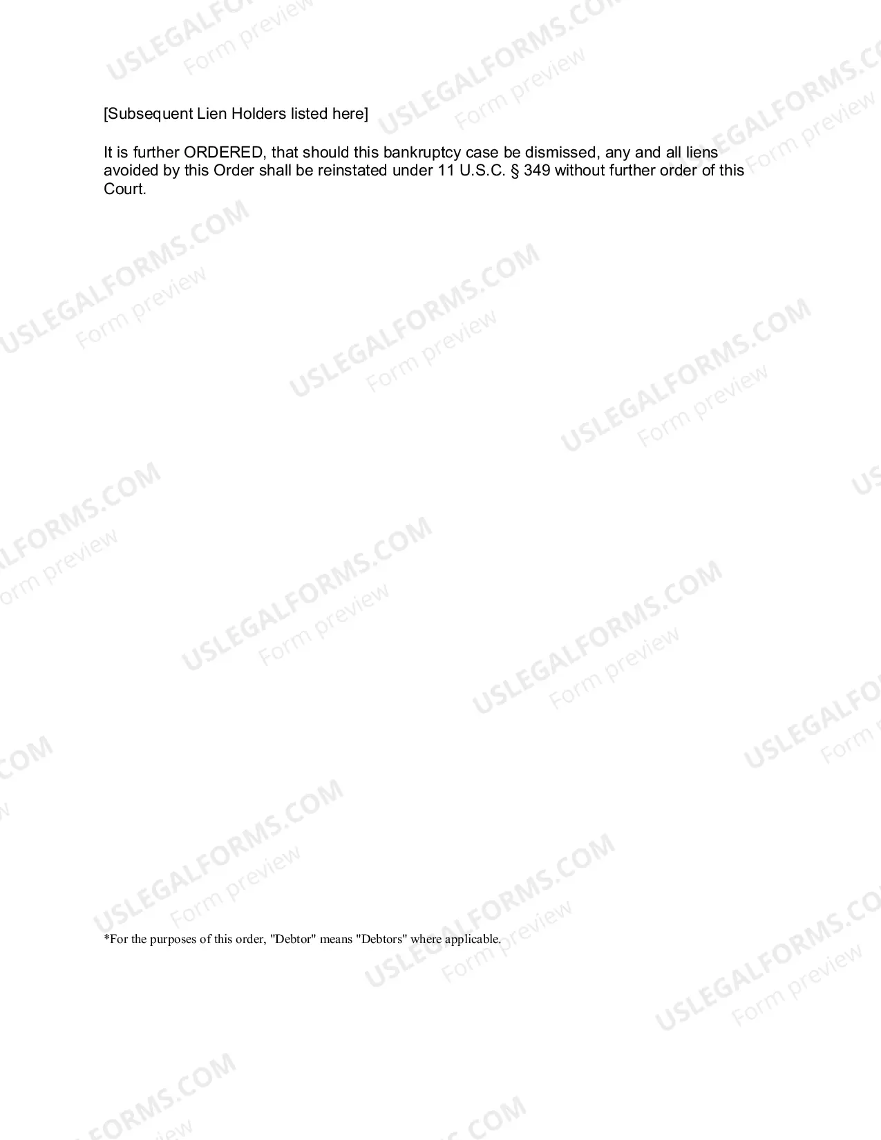 Preview Order Pursuant To 11 U.S.C. 522 Motion To Avoid Judicial Liens