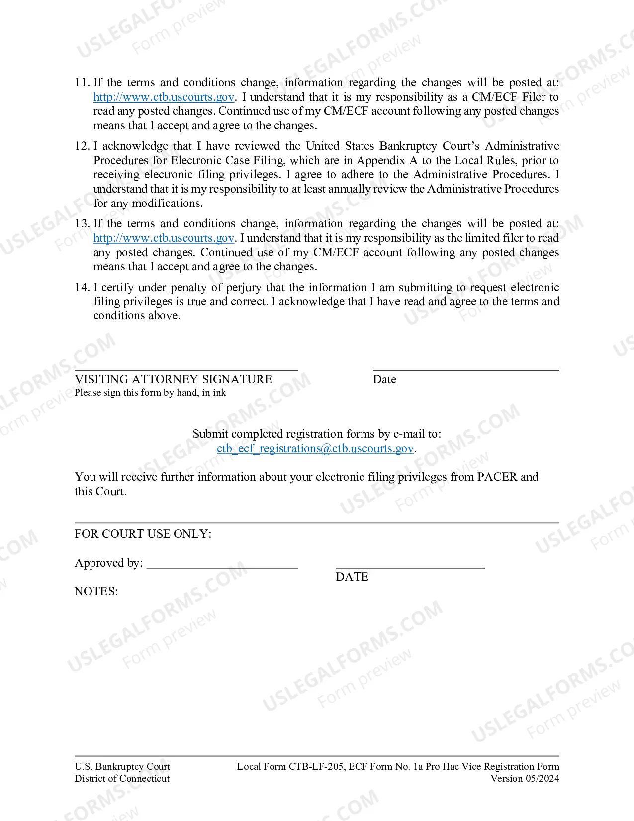 Preview CM/ECF Pro Hac Vice Registration