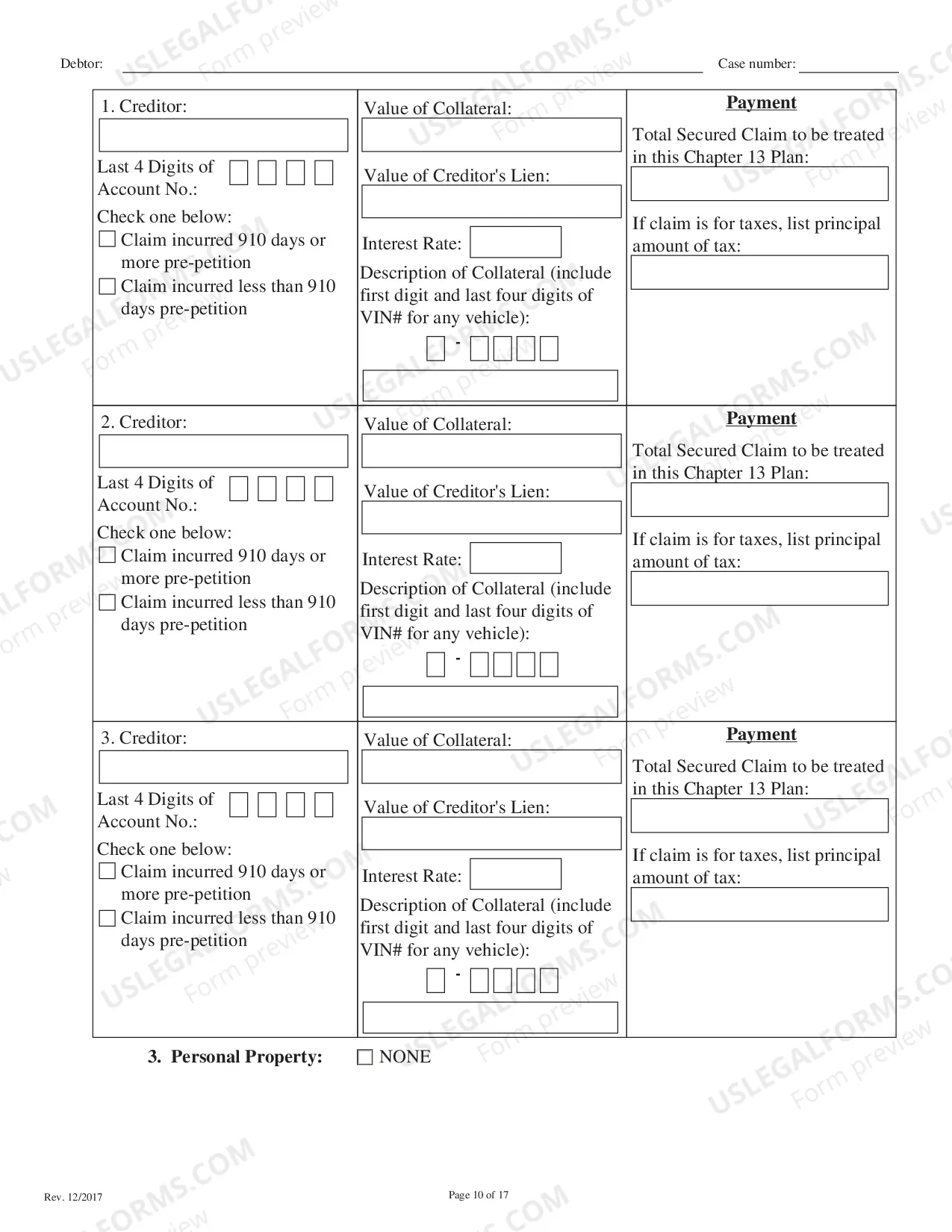Preview Local Form Chapter 13 Plan - Printable Revised 12/19/17