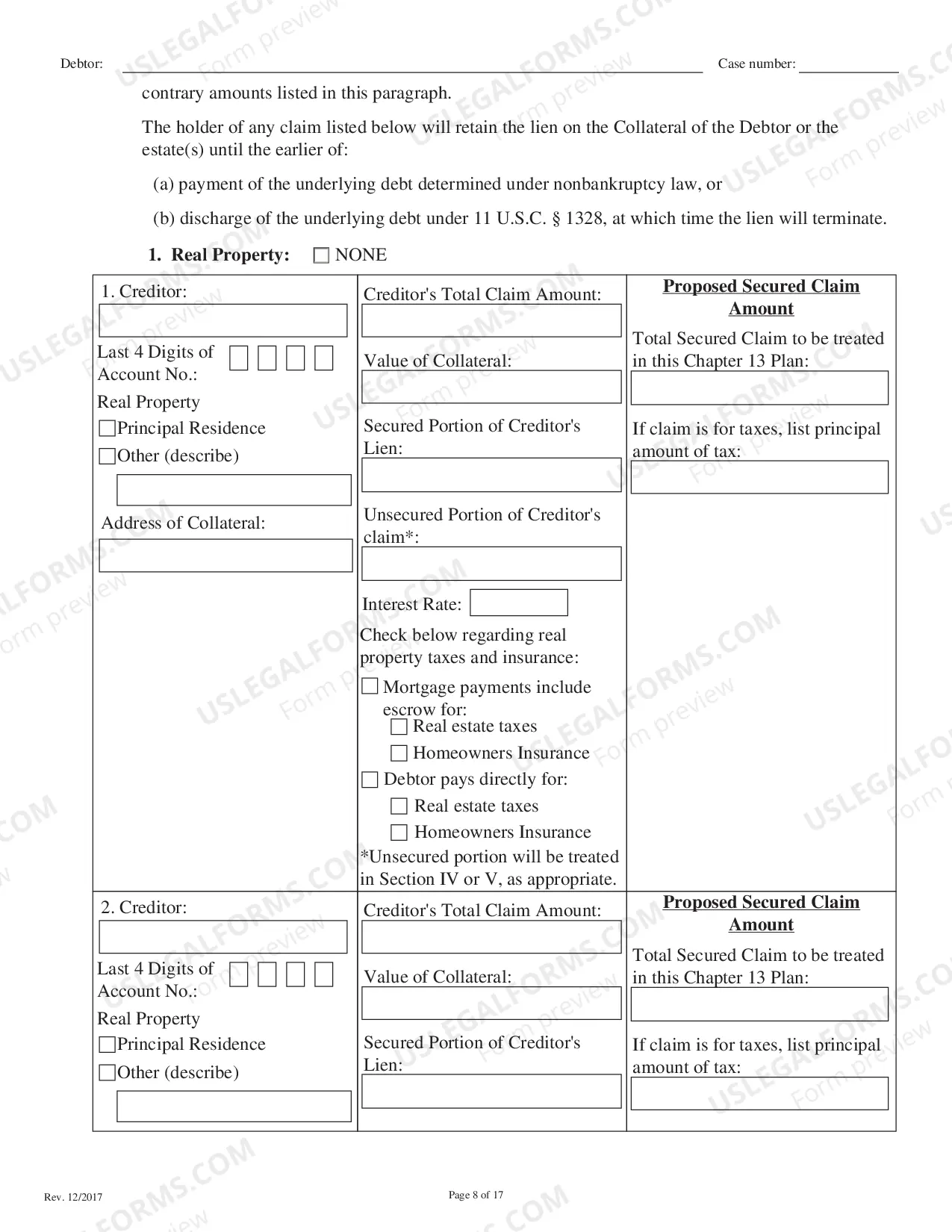 Preview Local Form Chapter 13 Plan - Printable Revised 12/19/17