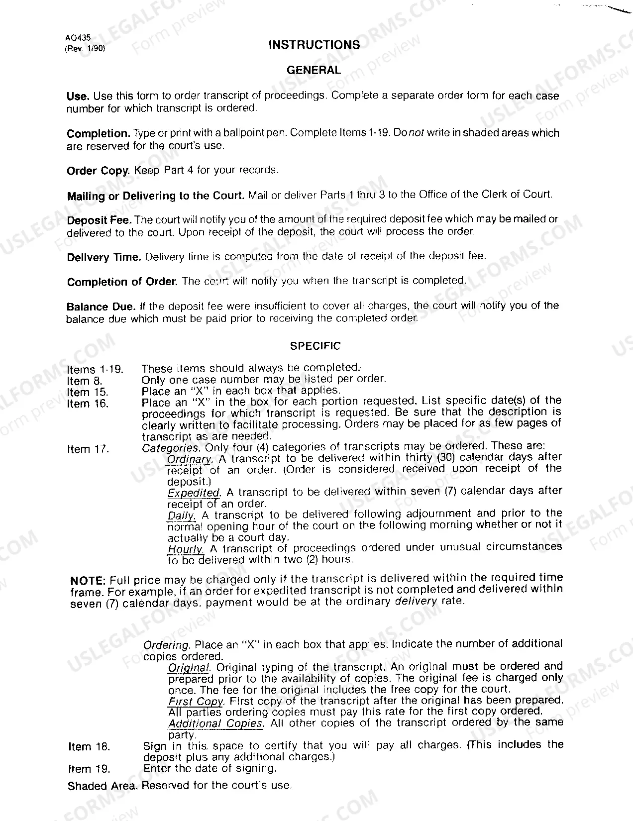 Preview Transcript Order Form