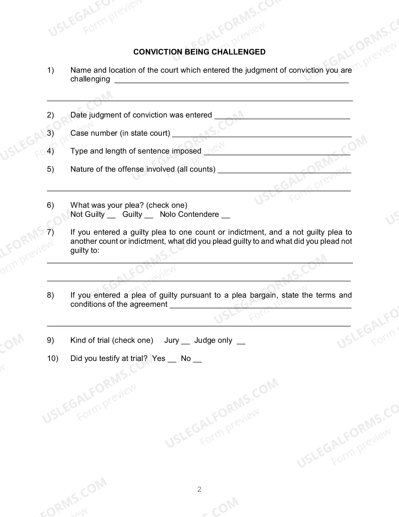 Preview Application for a Writ of Habeas Corpus - 2254 (by a Person in State Custody)