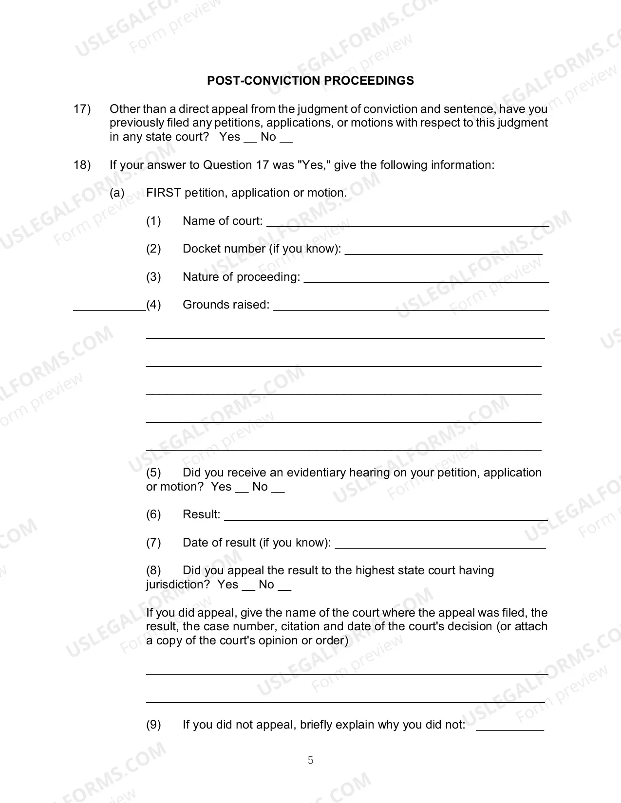 Preview Application for a Writ of Habeas Corpus - 2254 (by a Person in State Custody)
