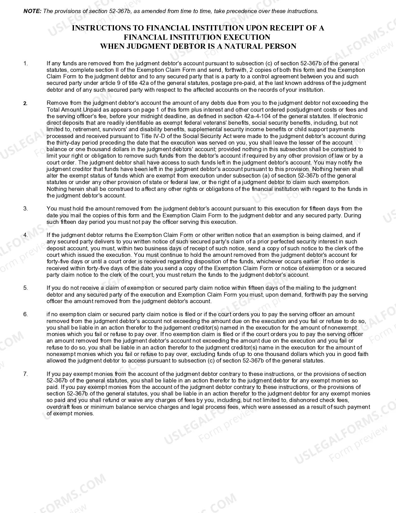 Preview Application For And Writ of Execution Financial Institution