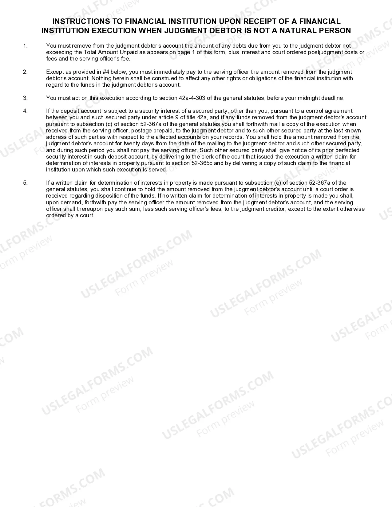 Preview Application For And Writ of Execution Financial Institution