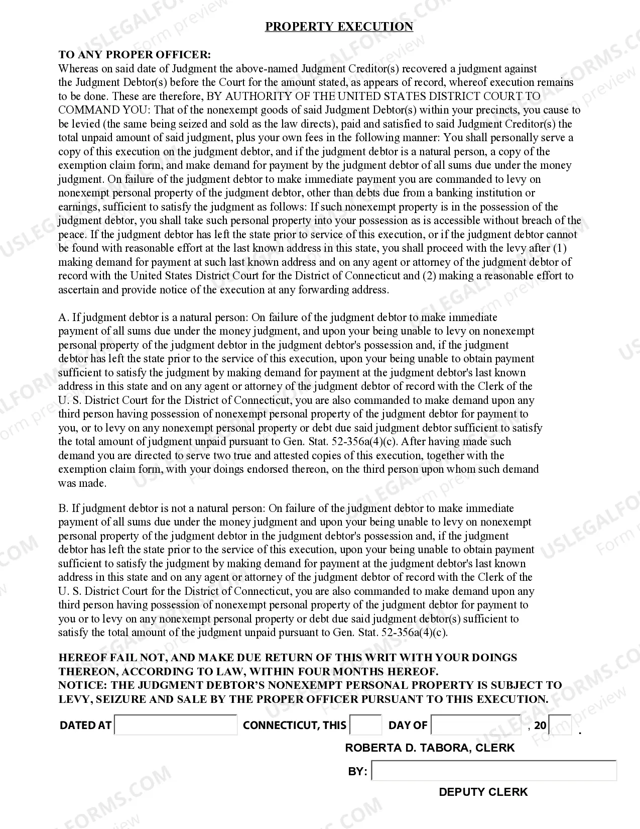 Preview Application For And Writ of Execution Property
