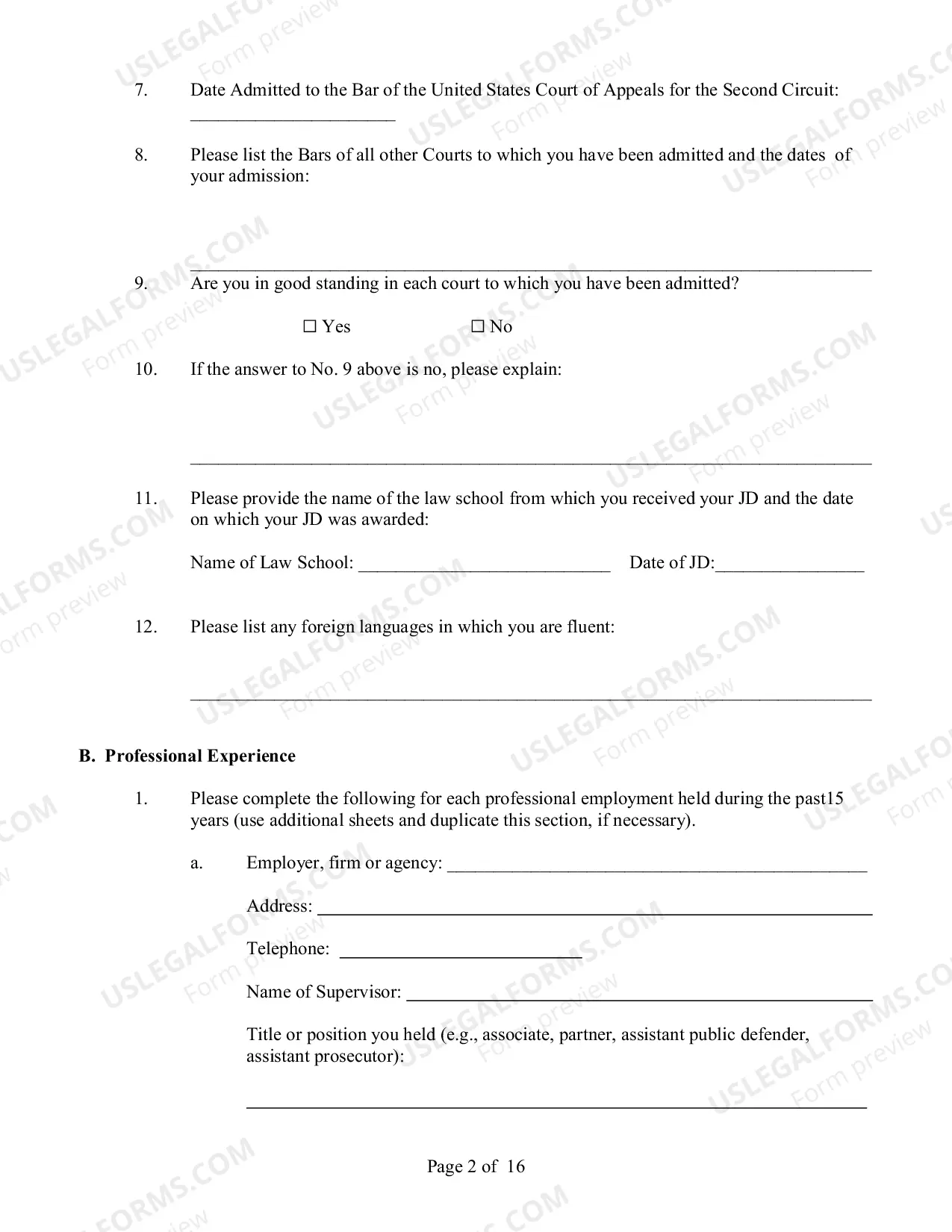 Preview Application For Appointment To CJA Panel