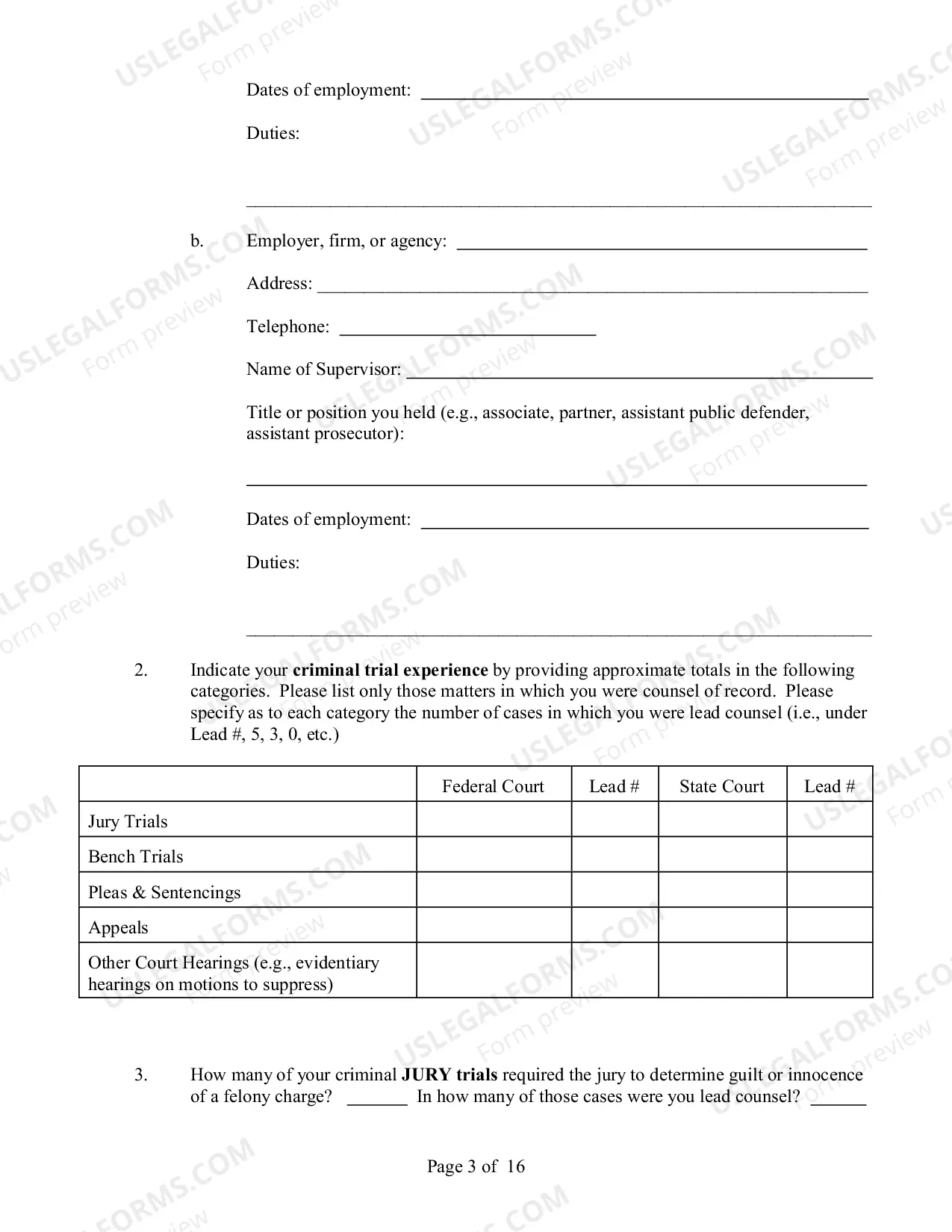 Preview Application For Appointment To CJA Panel