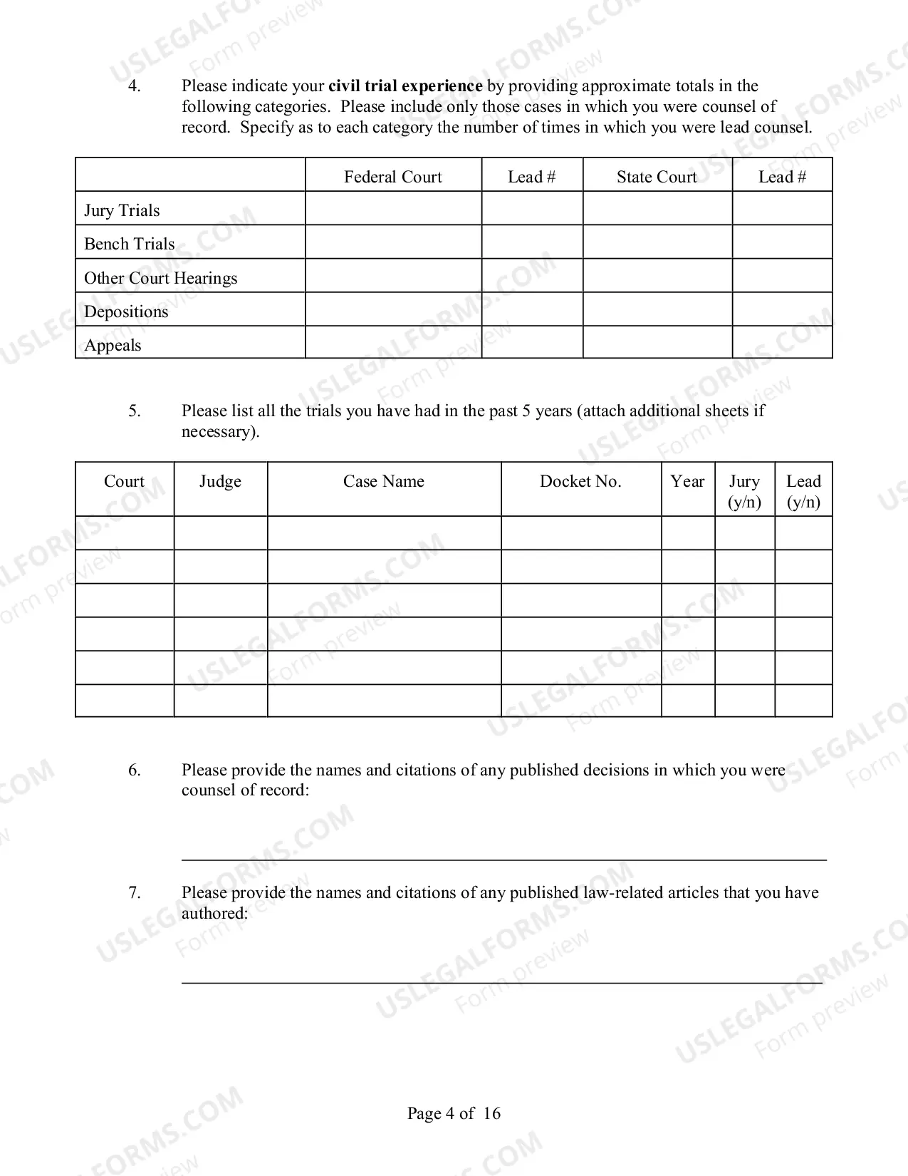 Preview Application For Appointment To CJA Panel