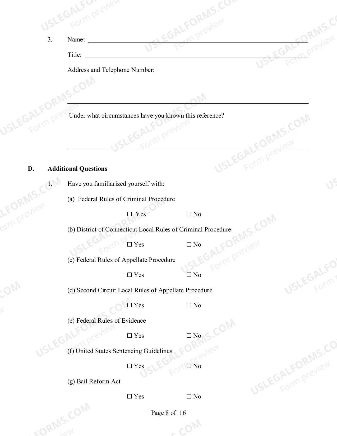 Preview Application For Appointment To CJA Panel