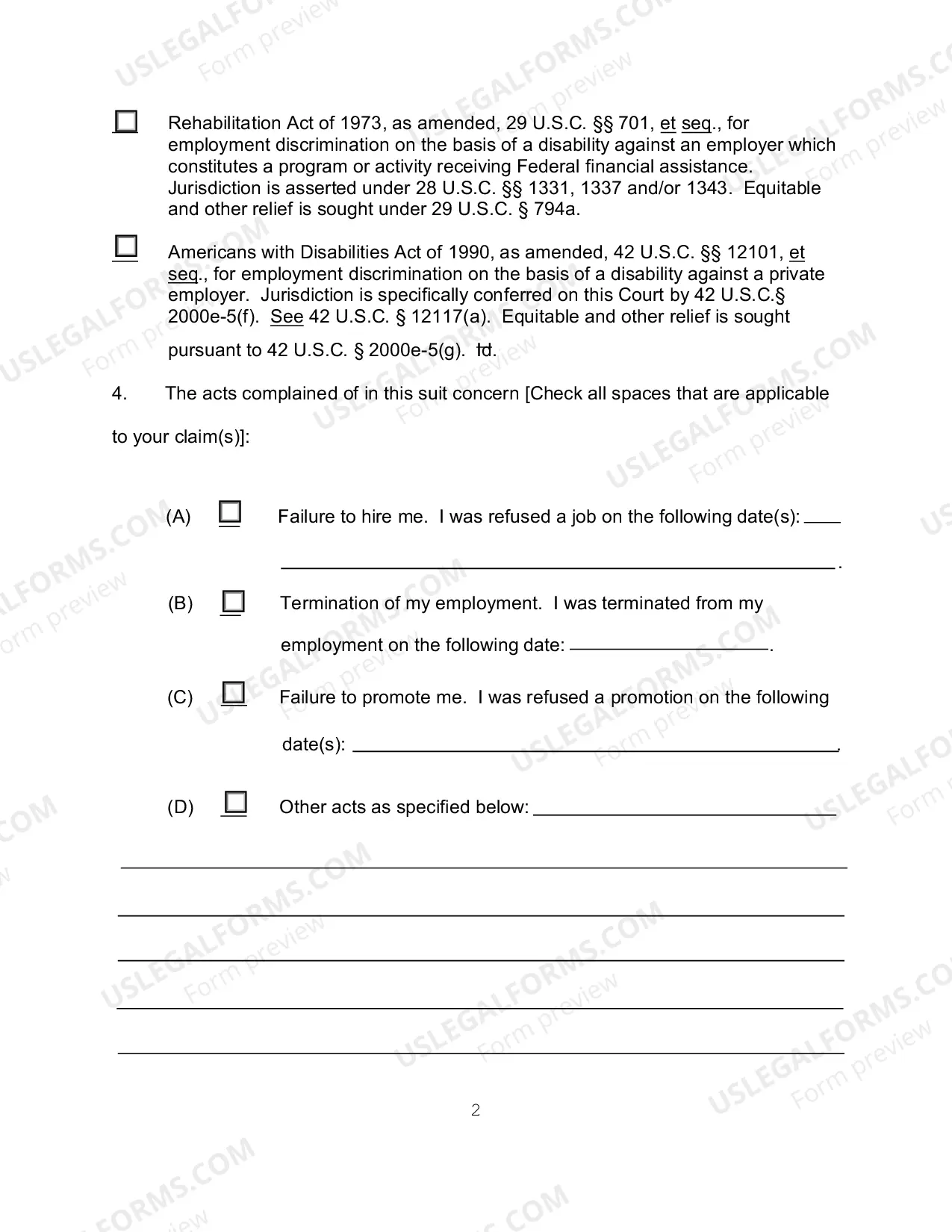 Preview Complaint For Employment Discrimination