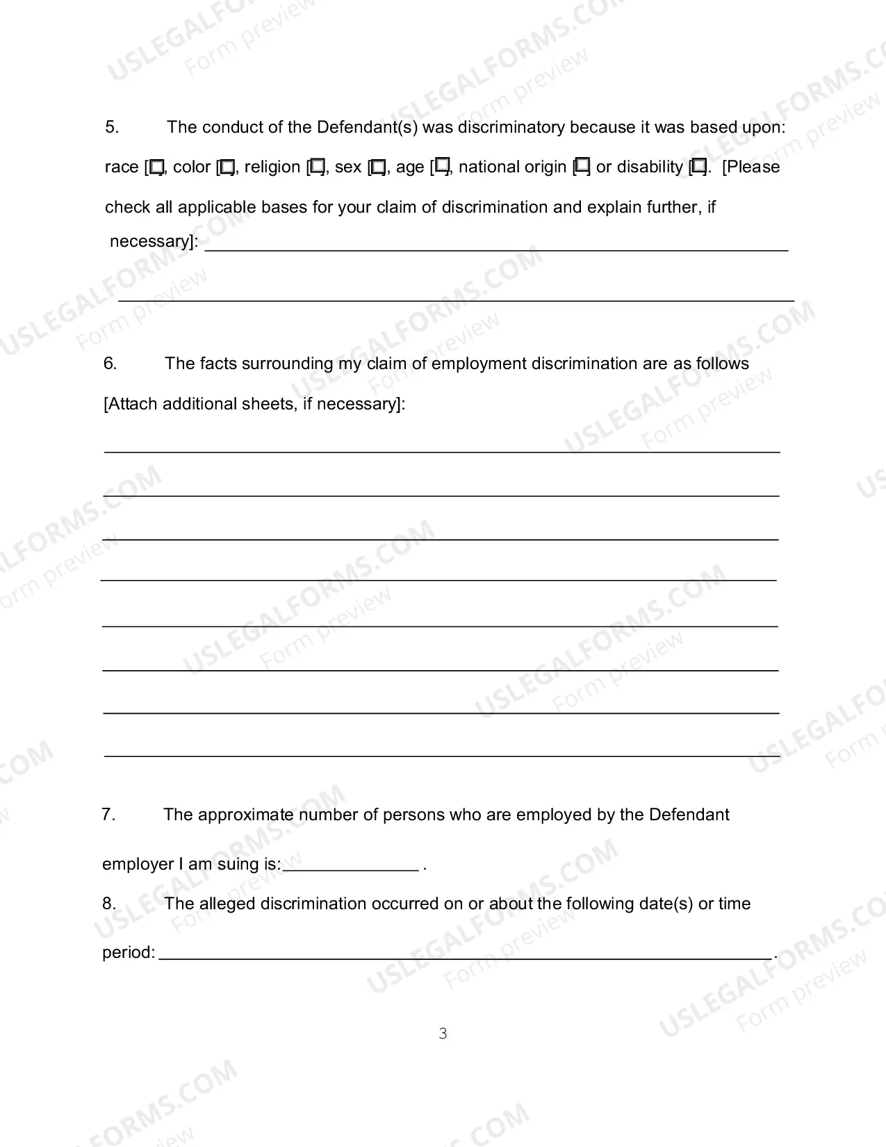 Preview Complaint For Employment Discrimination