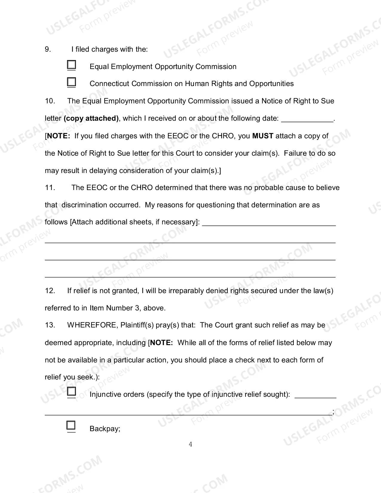 Preview Complaint For Employment Discrimination