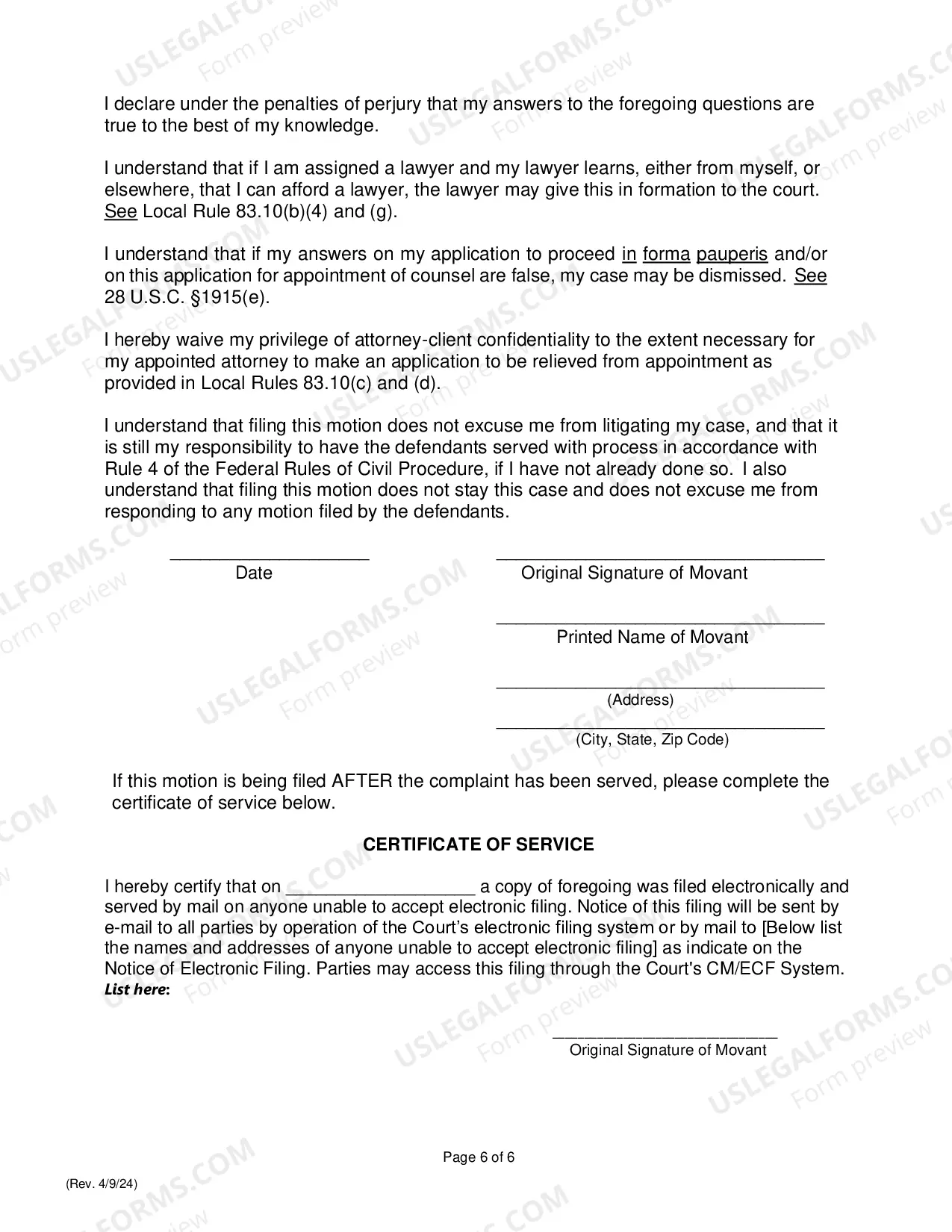 Preview Motion For Appointment of Counsel