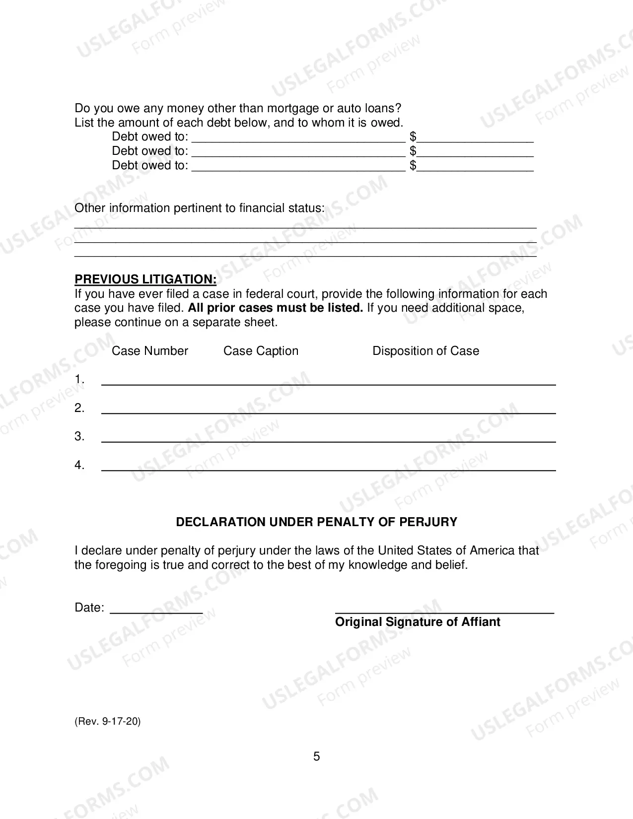 Preview Motion For Leave To Proceed In Forma Pauperis