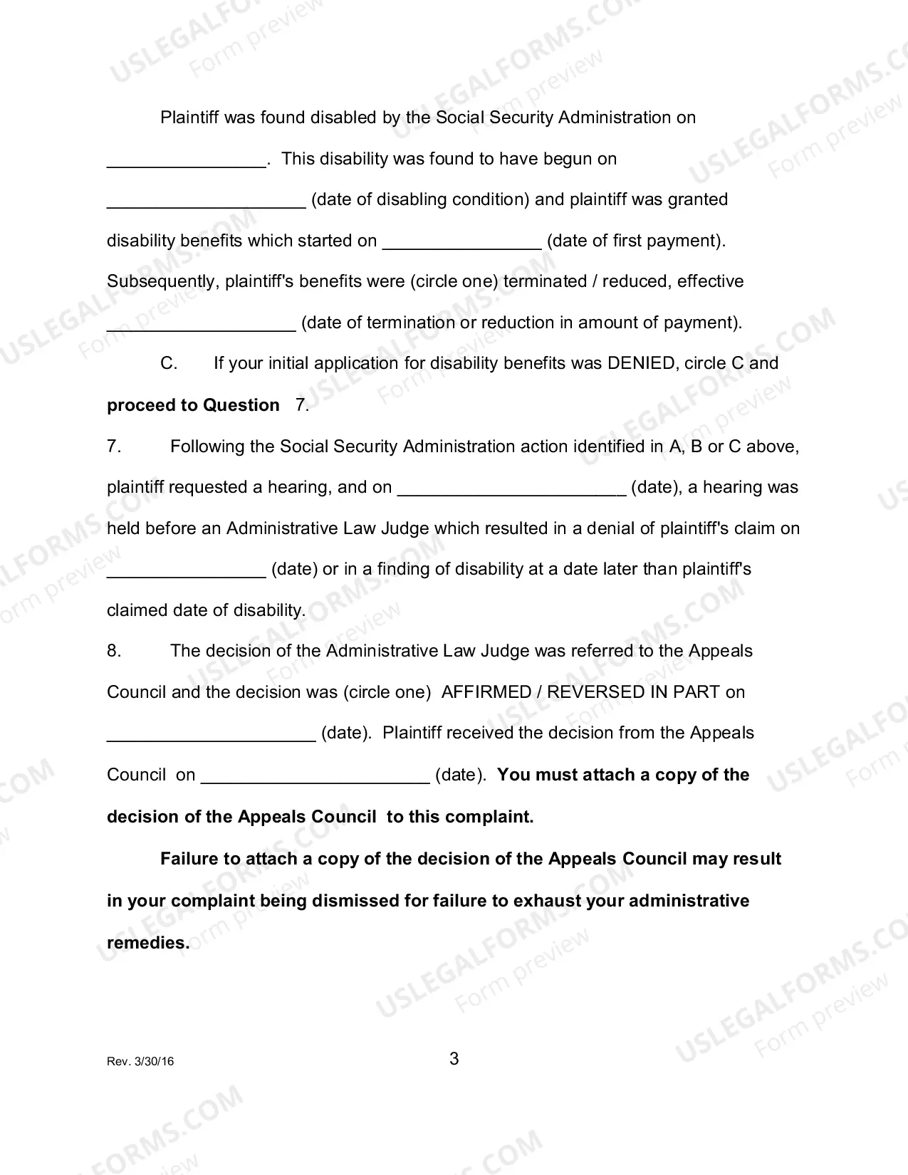 Preview Social Security Complaint Statistical Information