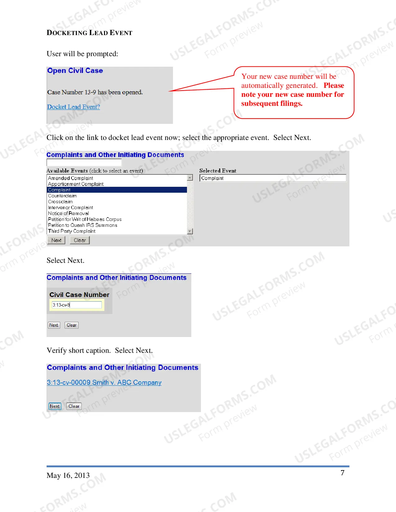 Preview Attorney Civil Case Opening Instructions