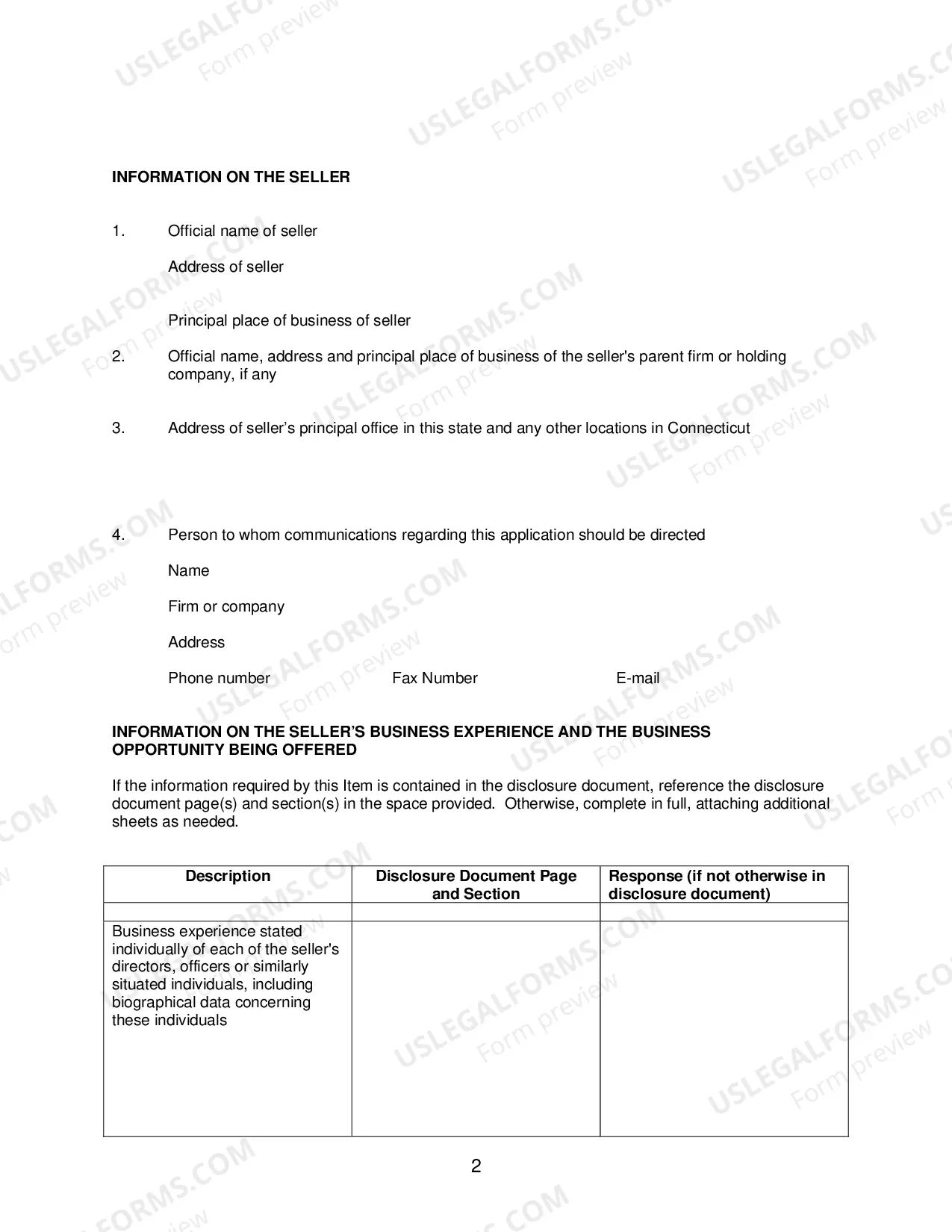 Preview Application To Register Business Opportunity Investment With Connecticut Banking Commissioner