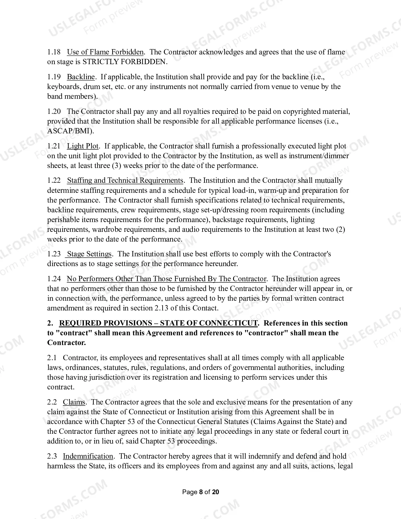 Preview Personal Services Agreement - Entertainer and Lecturer
