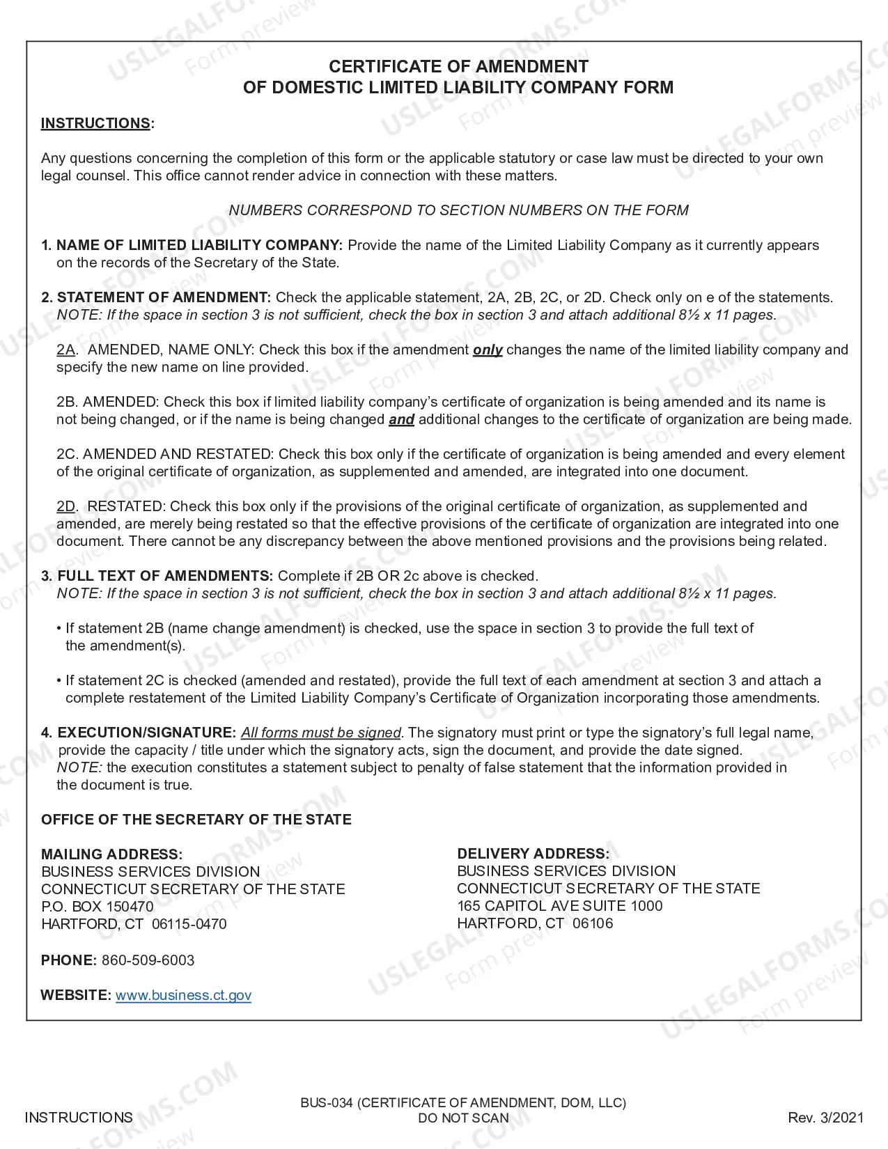 Preview Articles of Amendment (Domestic LLC)