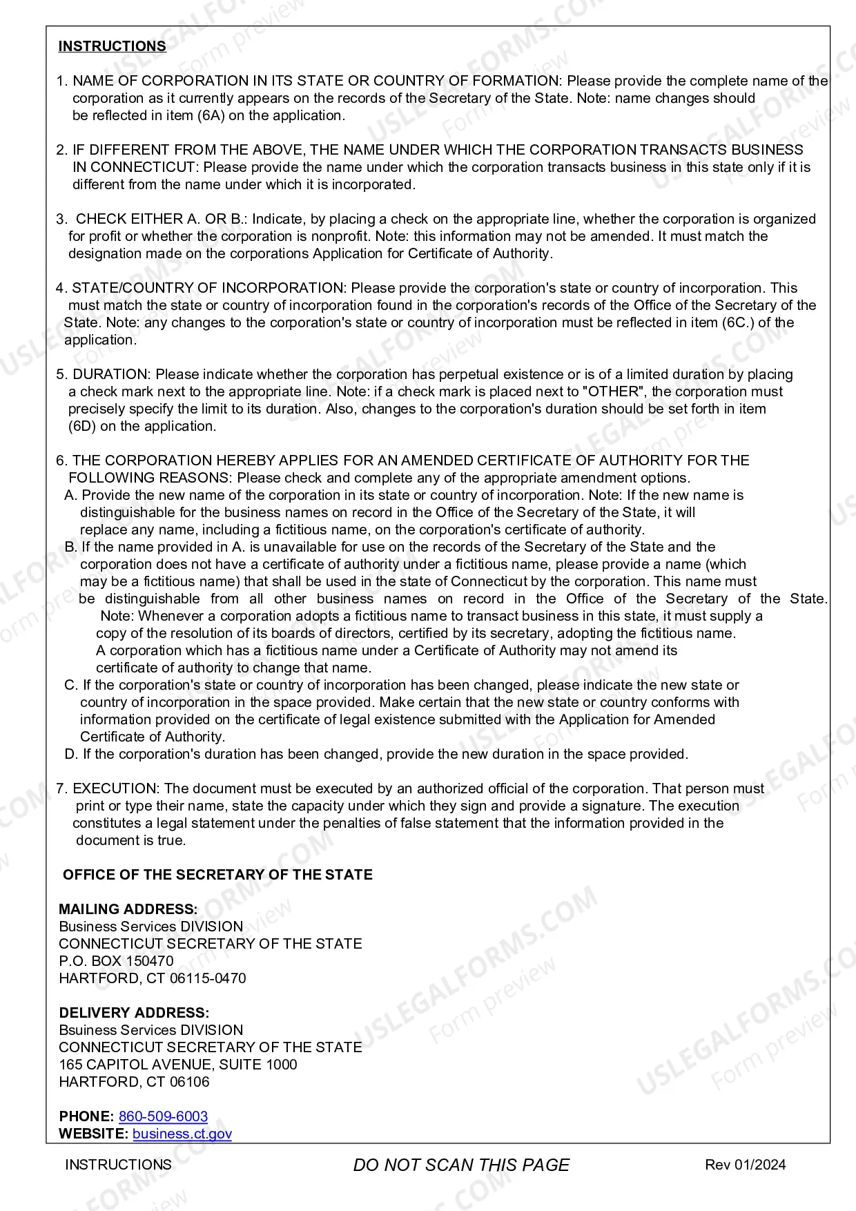 Preview Application For Amended Certificate of Authority (Foreign Corp)