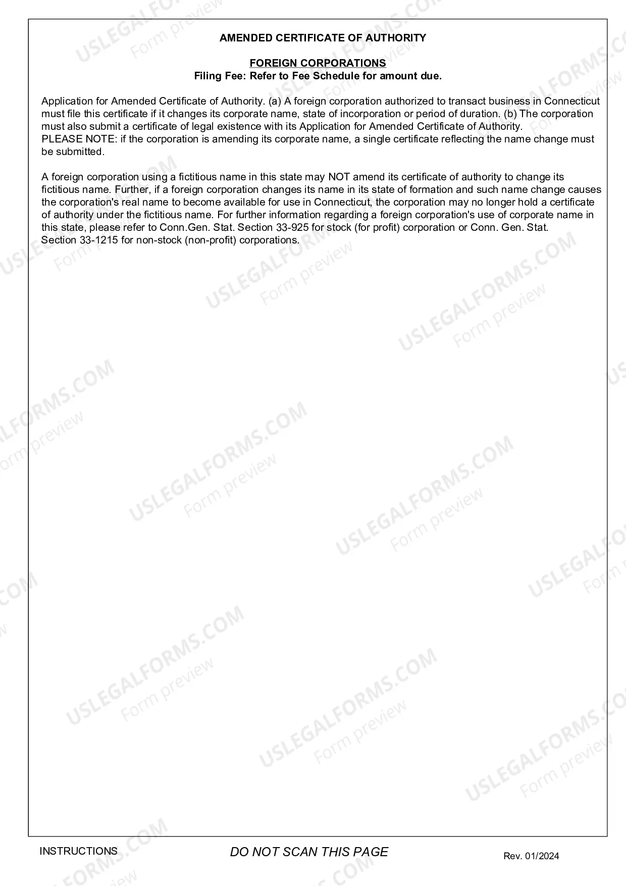 Preview Application For Amended Certificate of Authority (Foreign Corp)