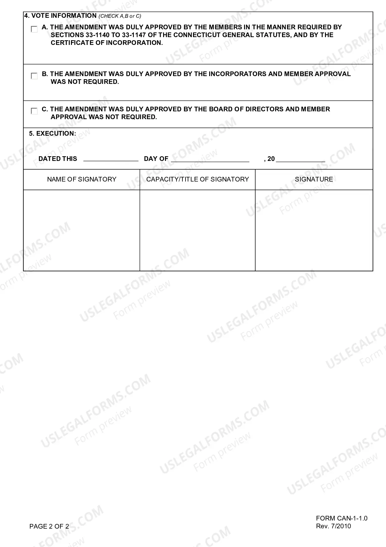 Preview Certificate of Amendment (Nonstock Corp)