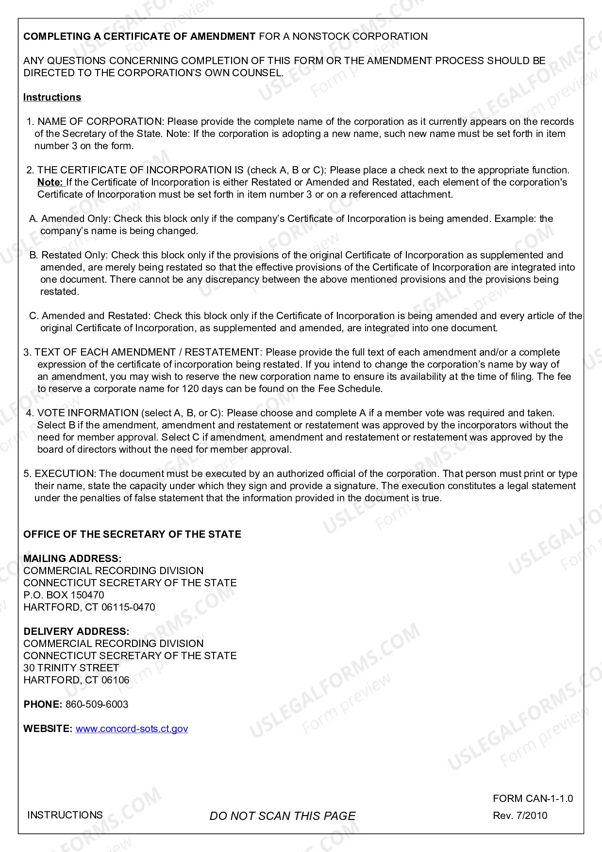 Preview Certificate of Amendment (Nonstock Corp)