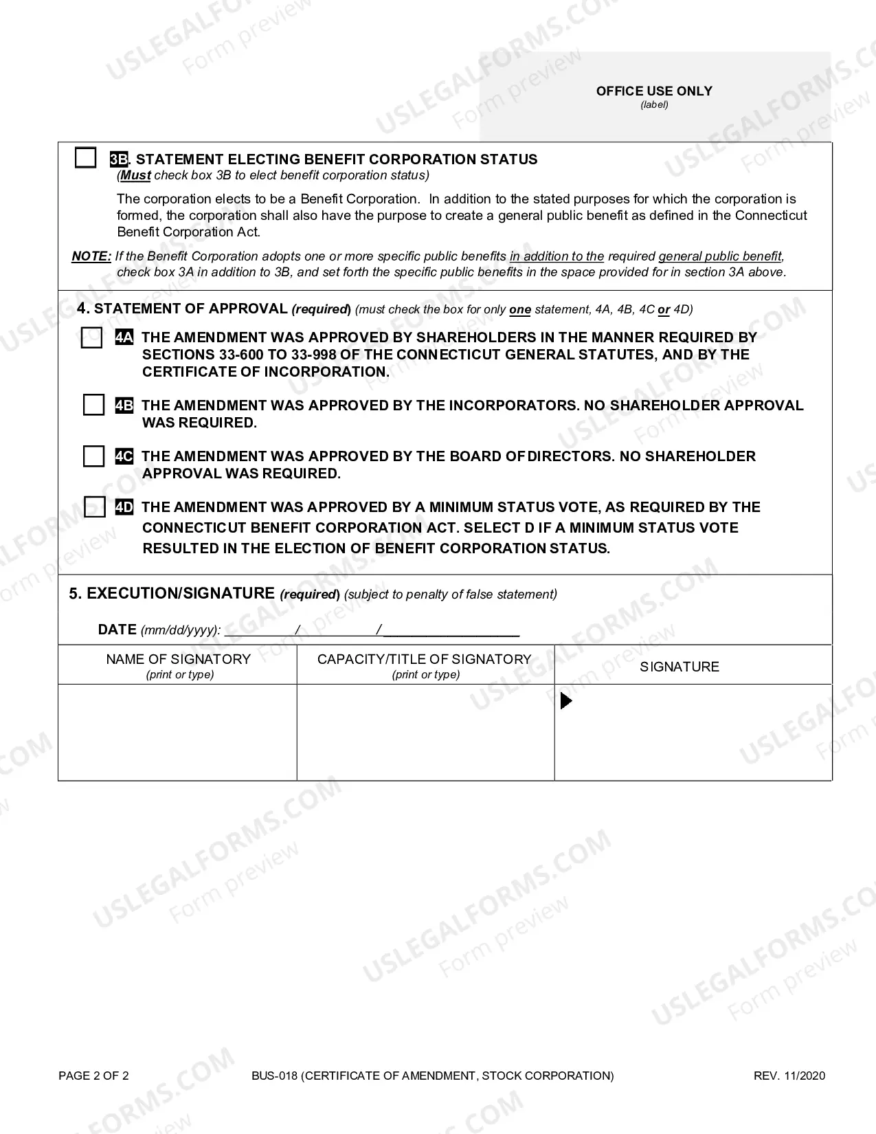 Preview Certificate of Amendment (Stock Corp)