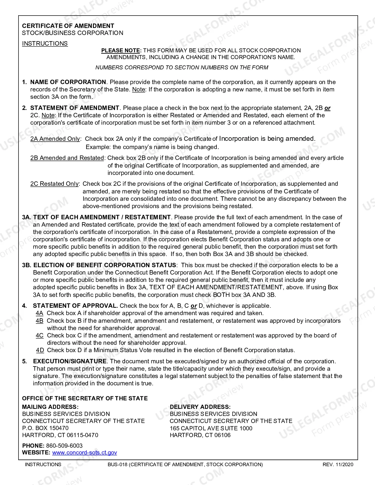Preview Certificate of Amendment (Stock Corp)