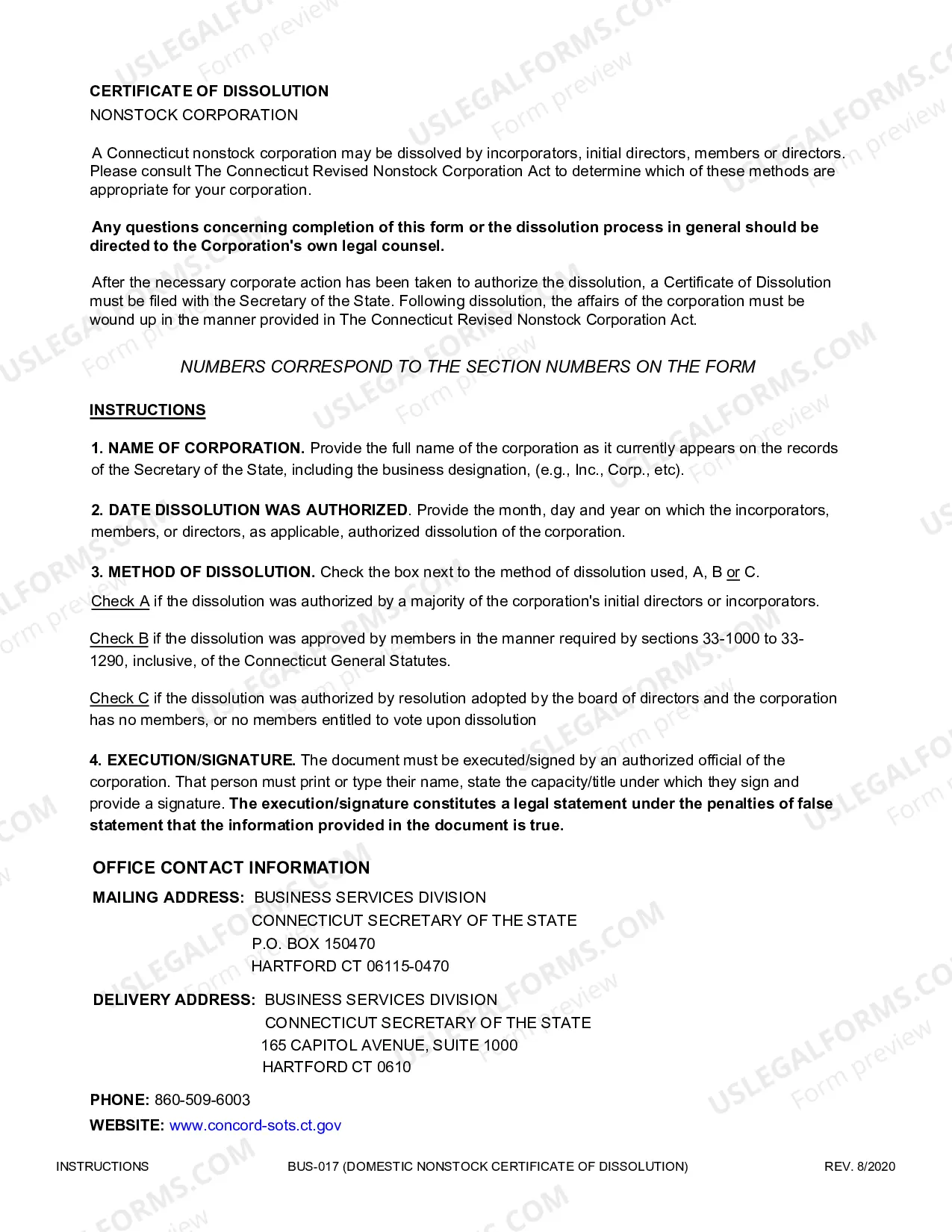 Preview Certificate of Dissolution (Nonstock Corp)