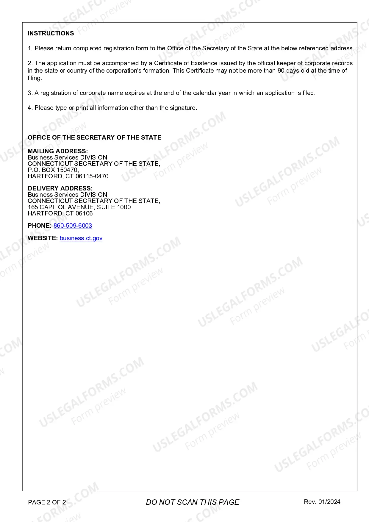 Preview Application For Registration of Corporate Name (Foreign Corp)