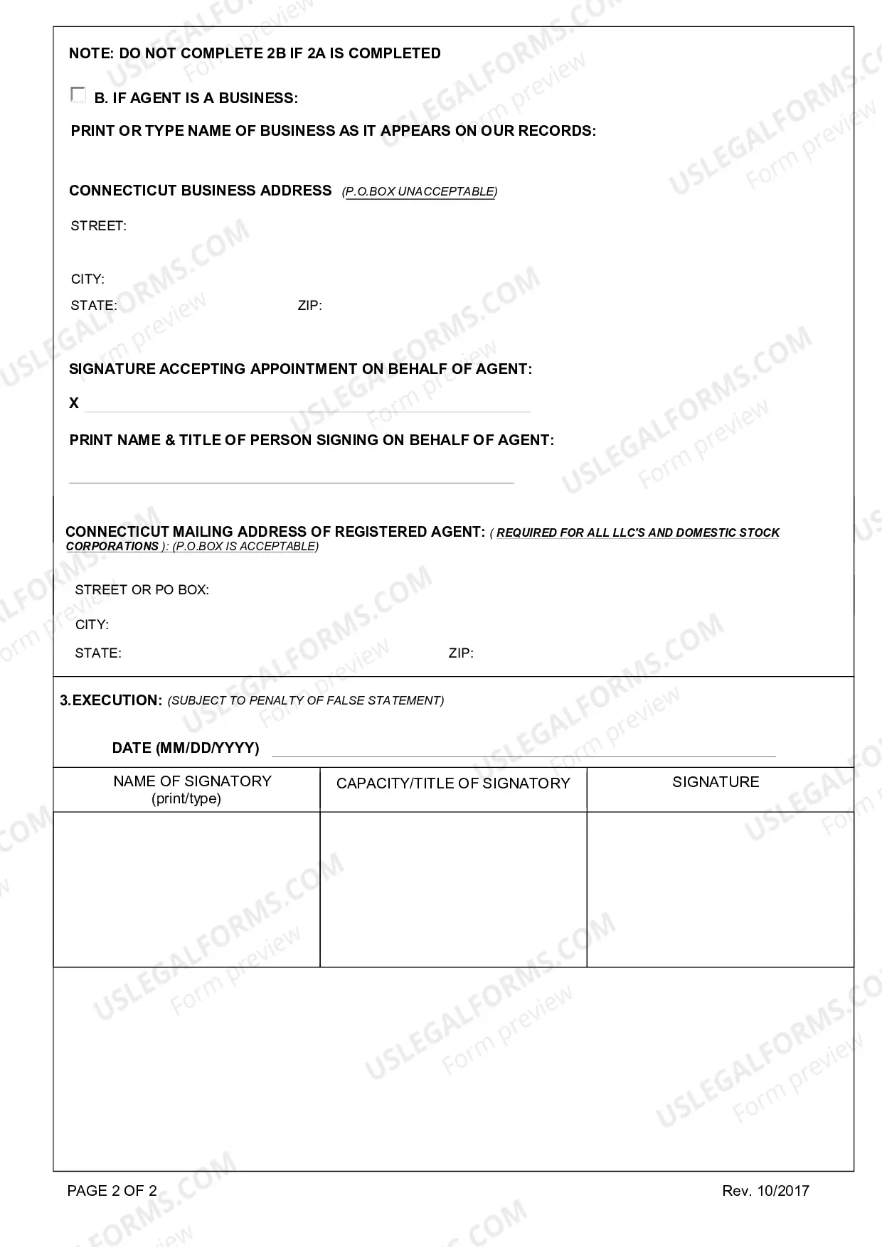 Preview Change of Agent -File Online/Print Form