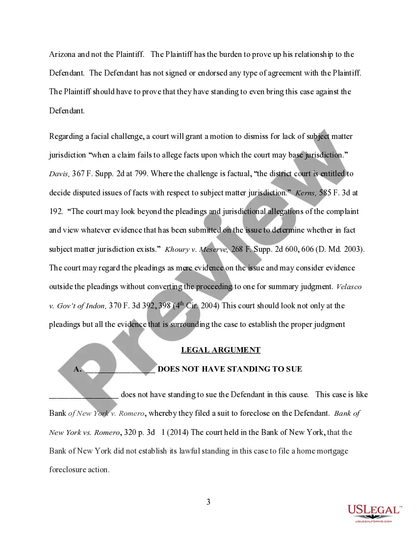 Preview Memorandum of law to support of motion to dismiss