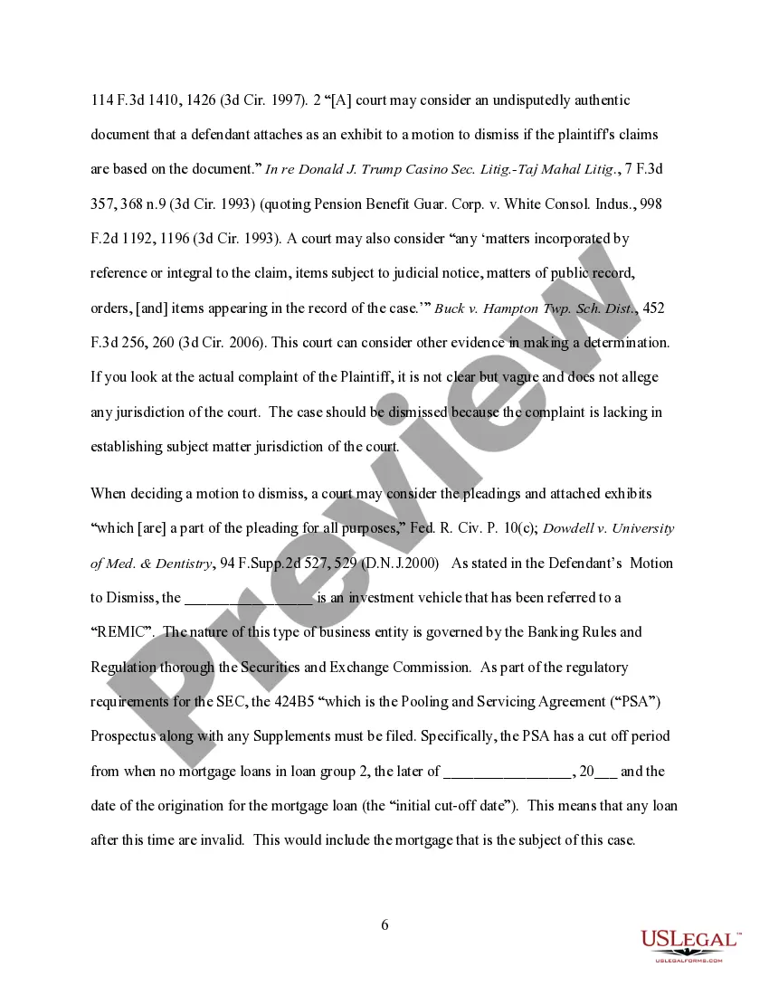 Preview Memorandum of law to support of motion to dismiss