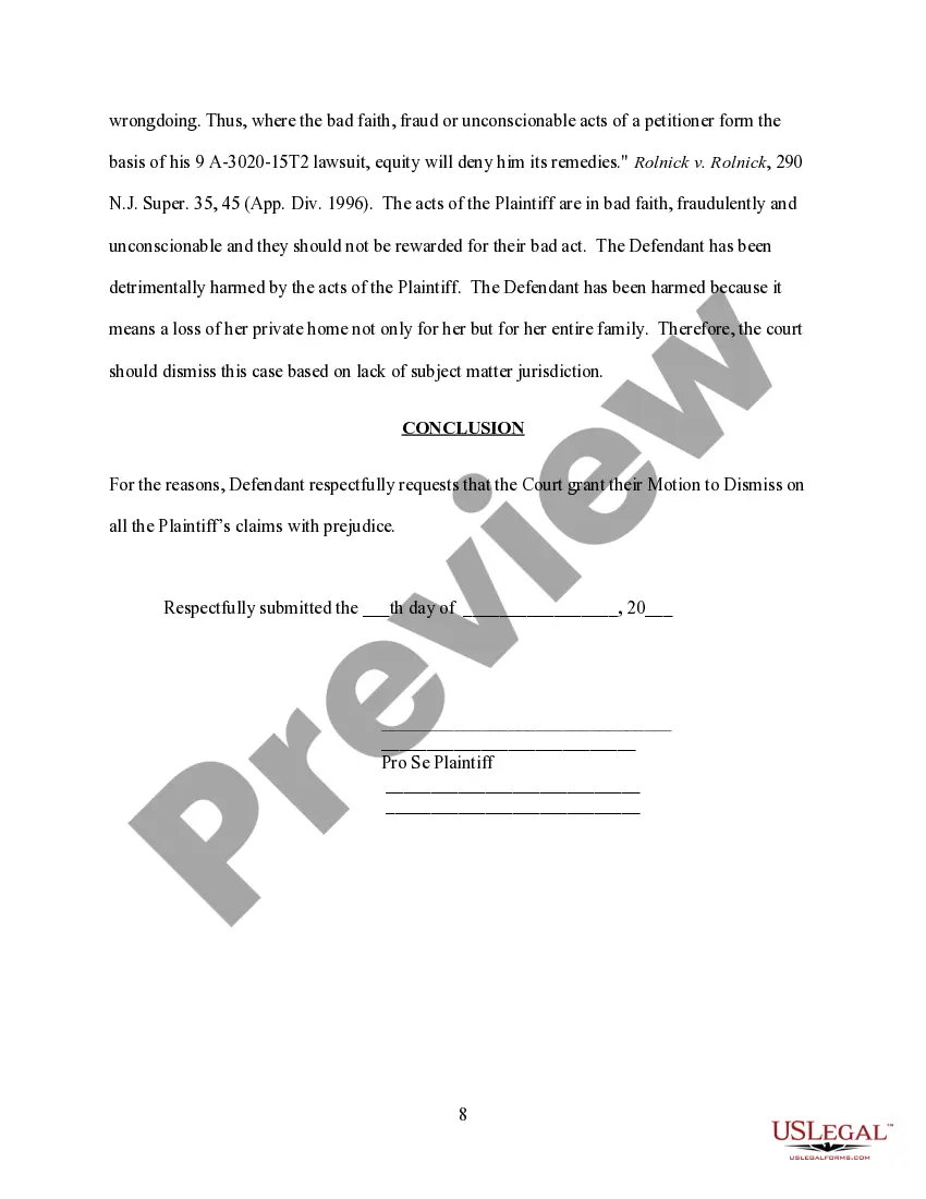 Preview Memorandum of law to support of motion to dismiss