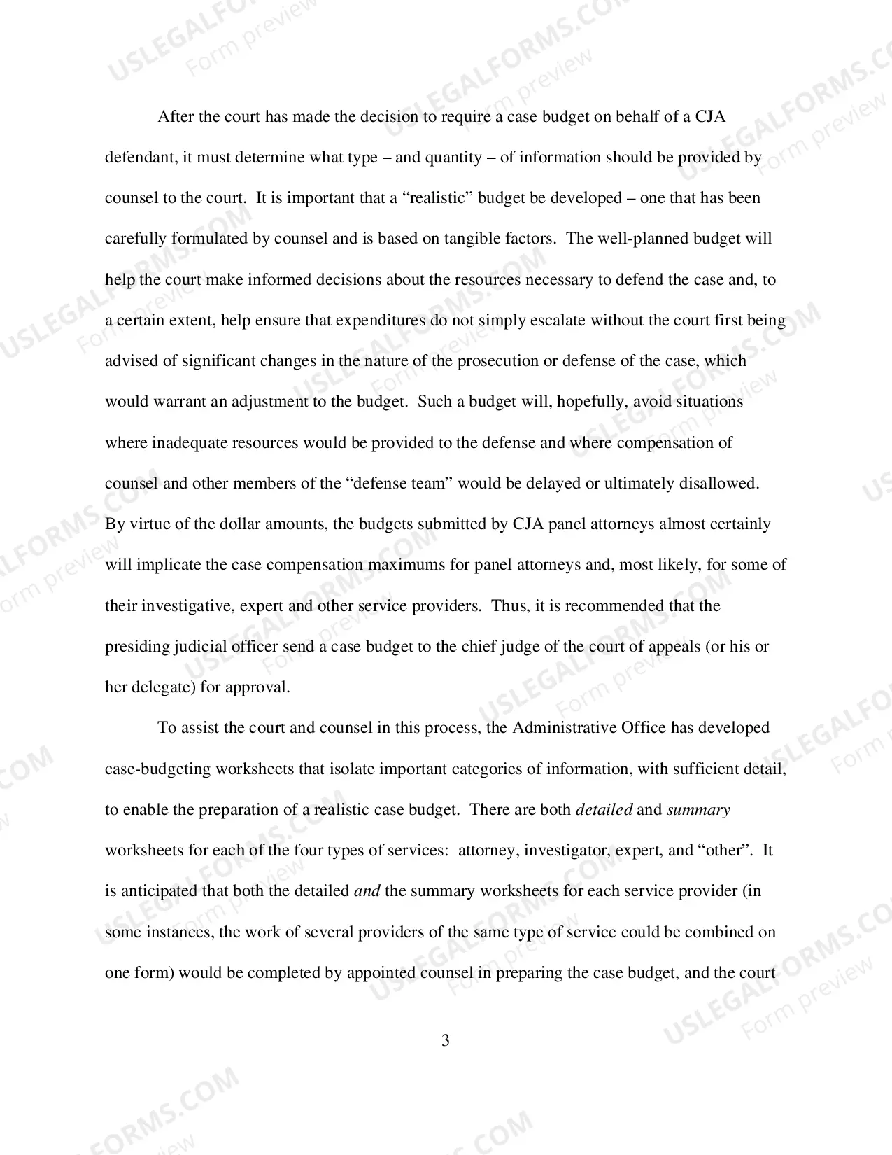 Preview Explanatory Memorandum for Case-Budgeting in Non-Capital Panel Attorney Representations
