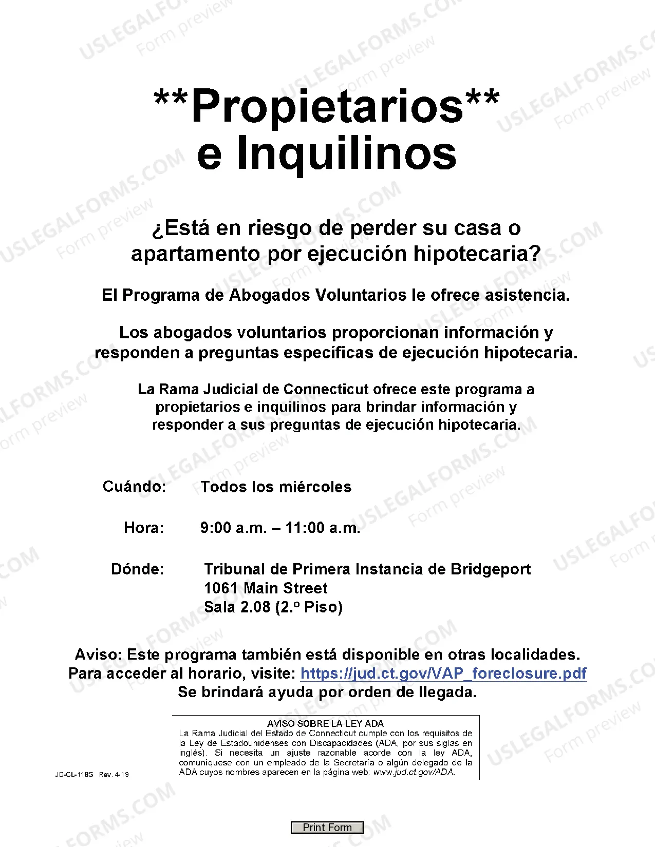 Preview Volunteer Attorney Program - Notice of Foreclosure (Bridgeport)