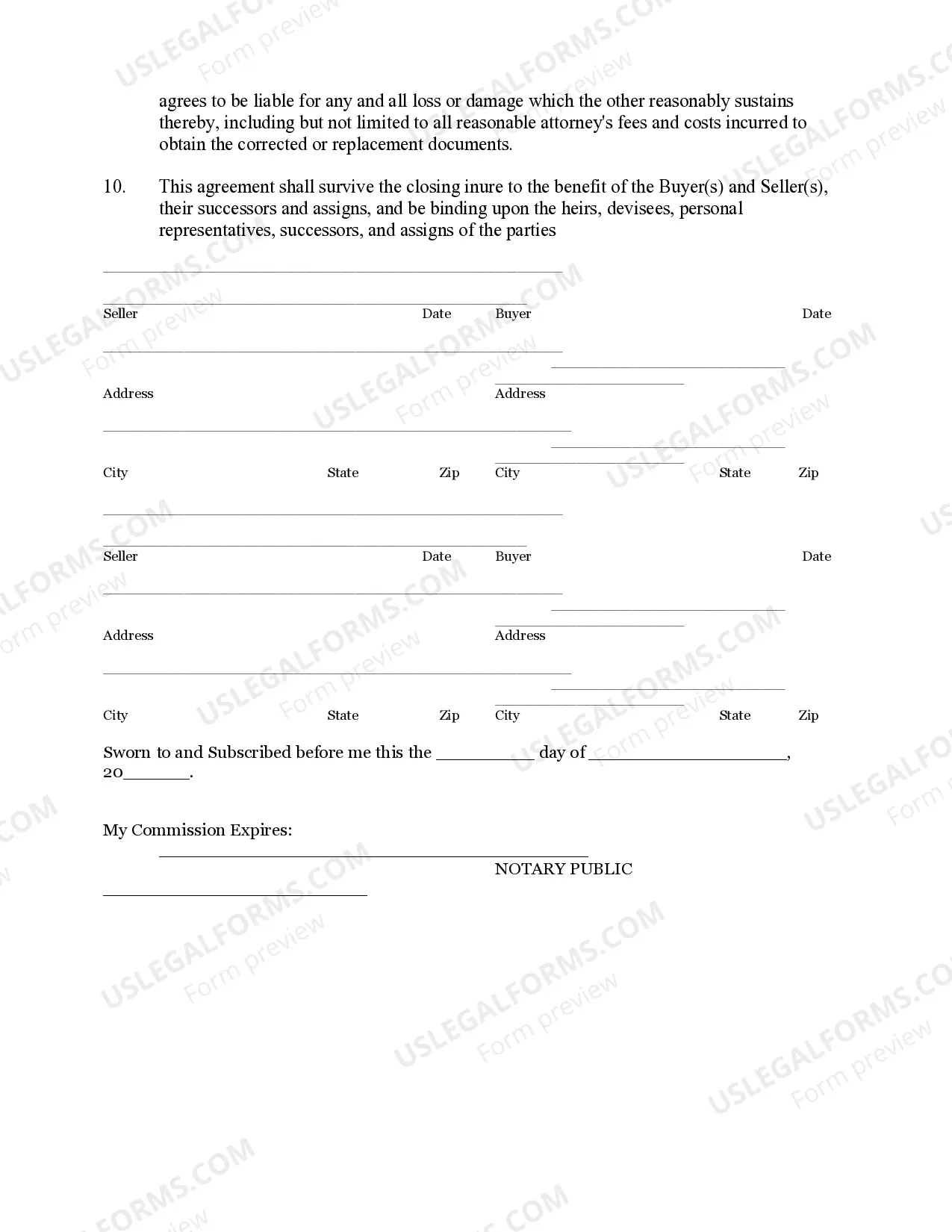 Preview Correction Statement and Agreement