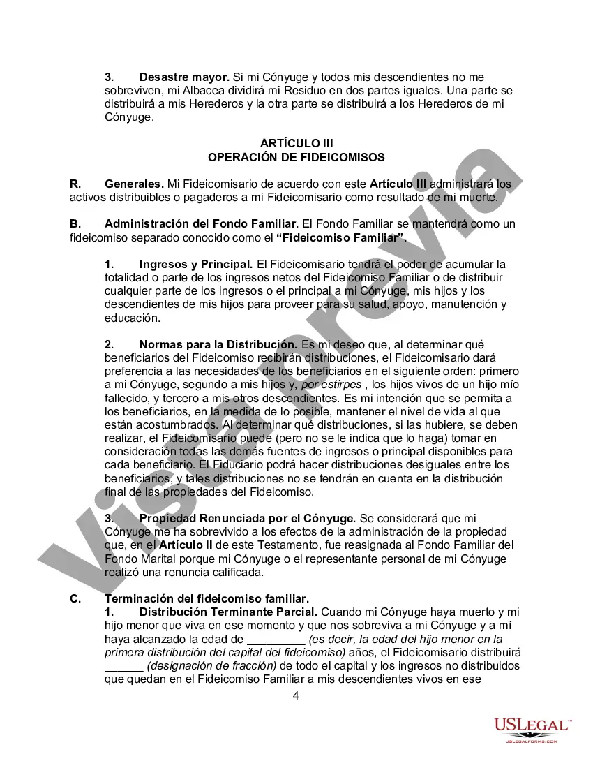 Preview Testamento de una persona casada para el estado de Connecticut con hijos con un fideicomiso de refugio de crédito para el cónyuge y un fideicomiso para los hijos