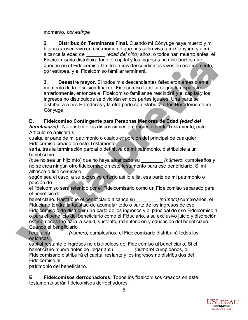Preview Testamento de una persona casada para el estado de Connecticut con hijos con un fideicomiso de refugio de crédito para el cónyuge y un fideicomiso para los hijos