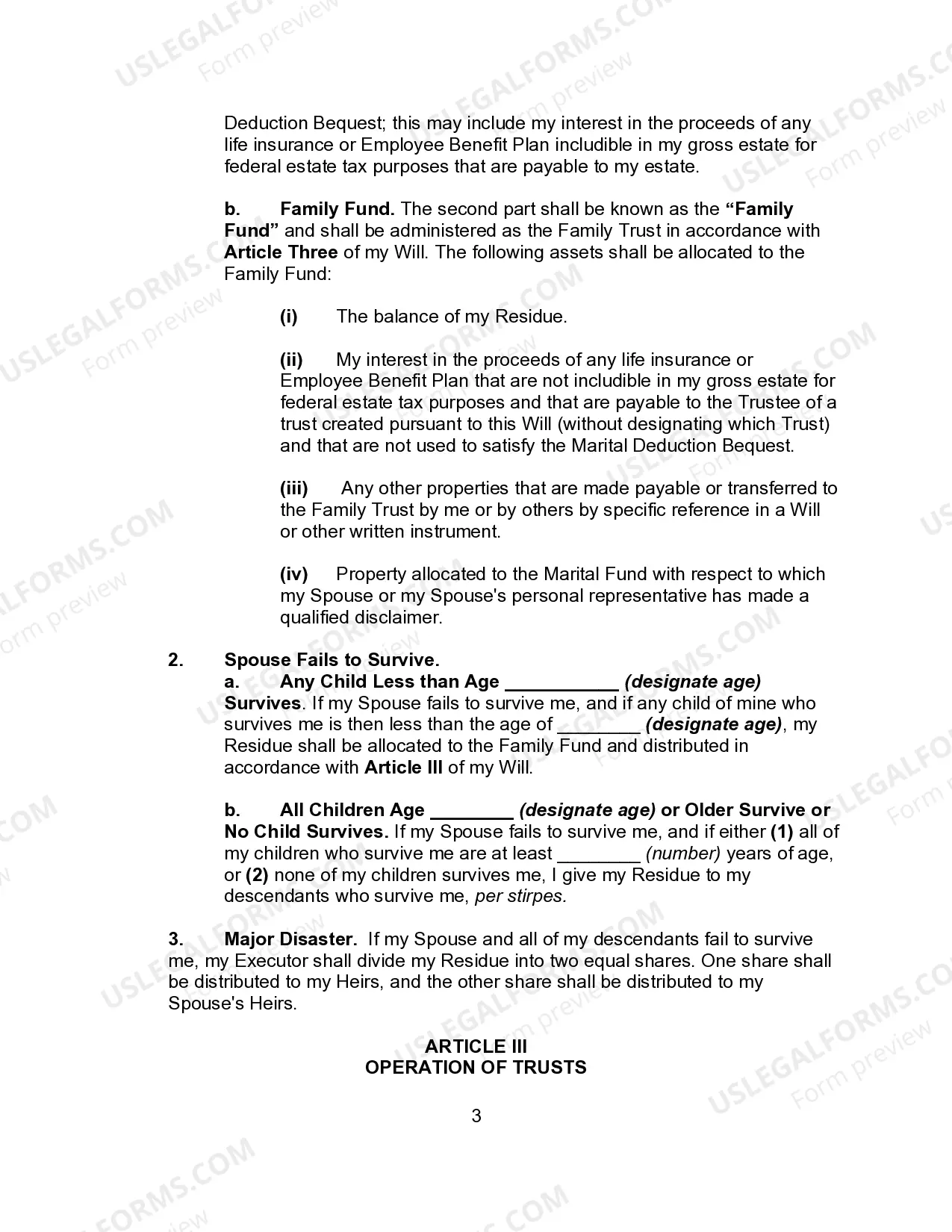 Preview Married Person's Will for the State of Connecticut with Children with a Credit Shelter Trust for Spouse and a Trust for Children