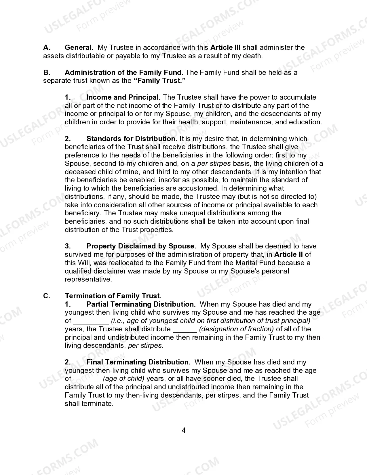 Preview Married Person's Will for the State of Connecticut with Children with a Credit Shelter Trust for Spouse and a Trust for Children