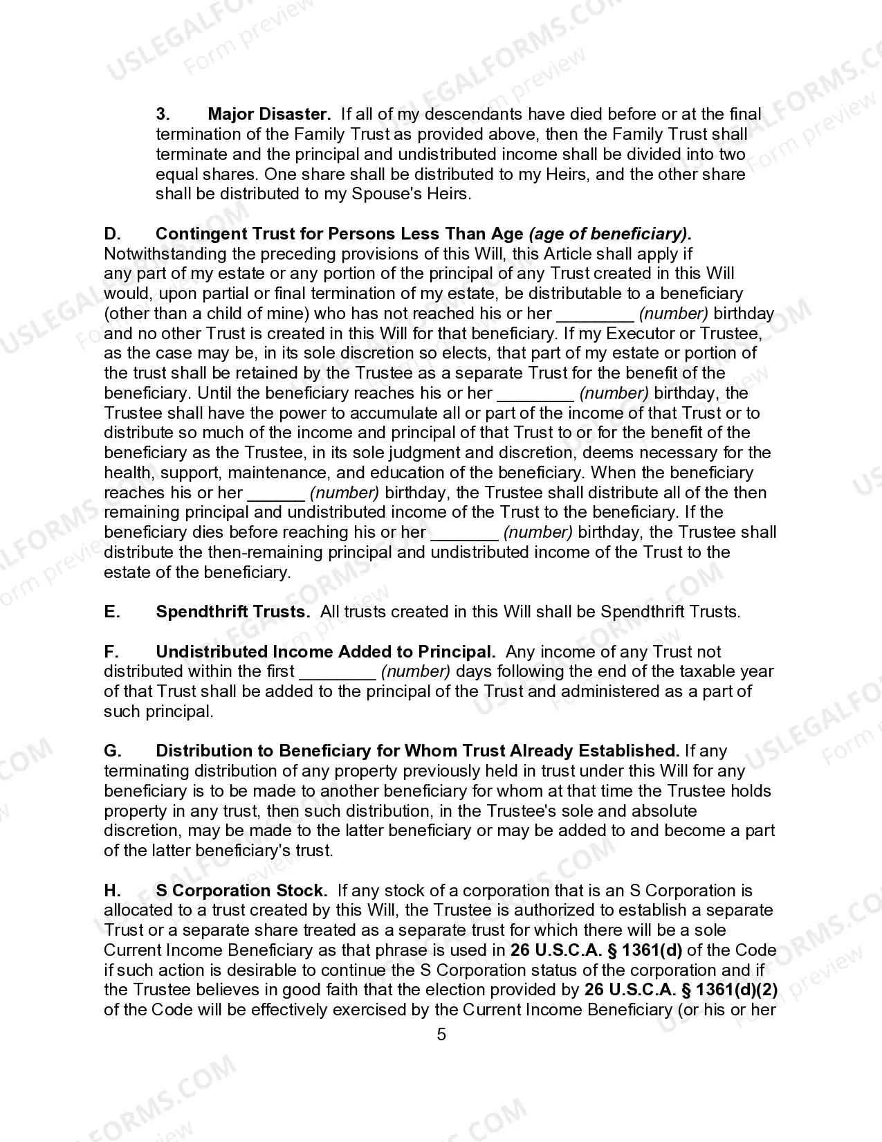 Preview Married Person's Will for the State of Connecticut with Children with a Credit Shelter Trust for Spouse and a Trust for Children