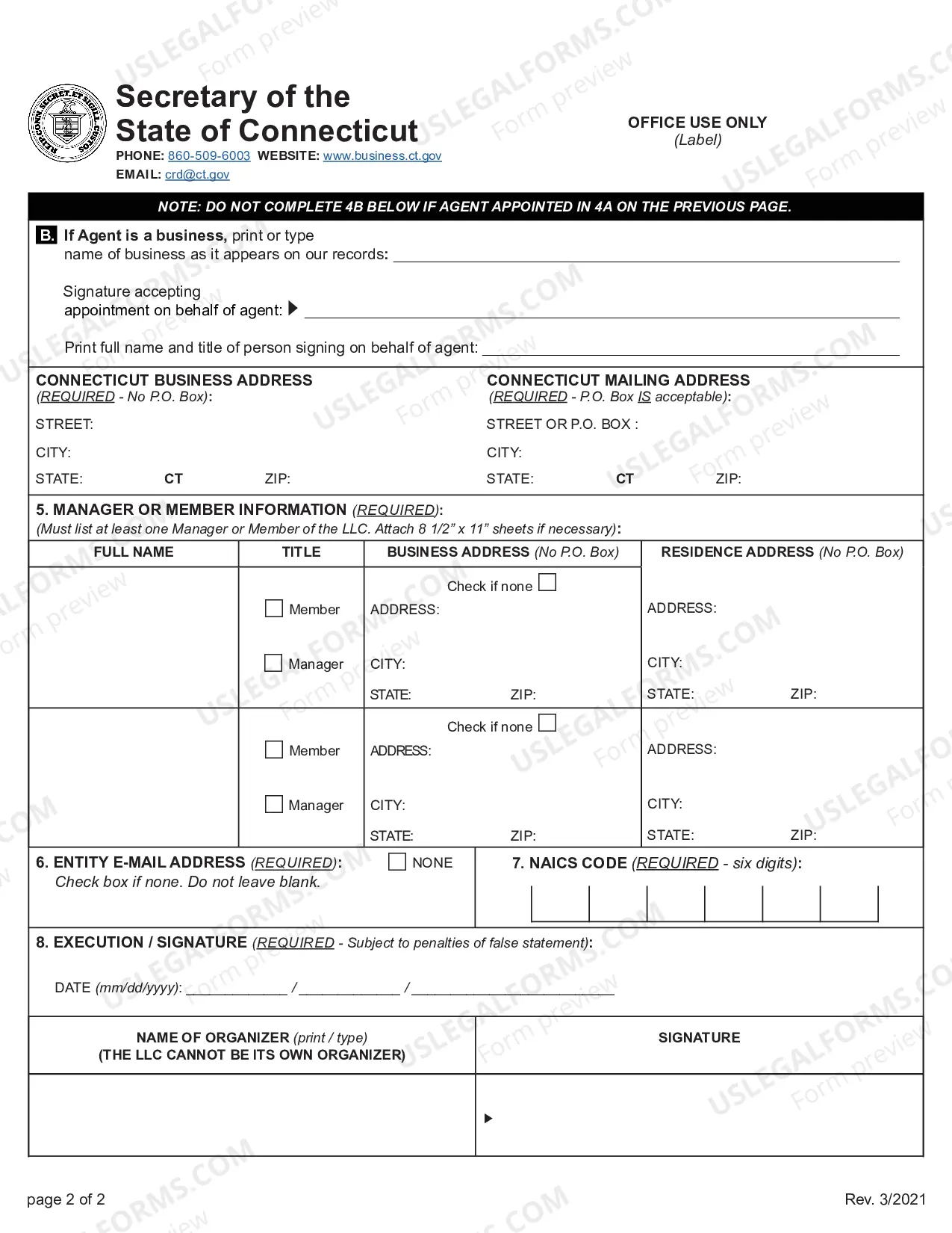 Preview Articles of Organization (Domestic LLC)
