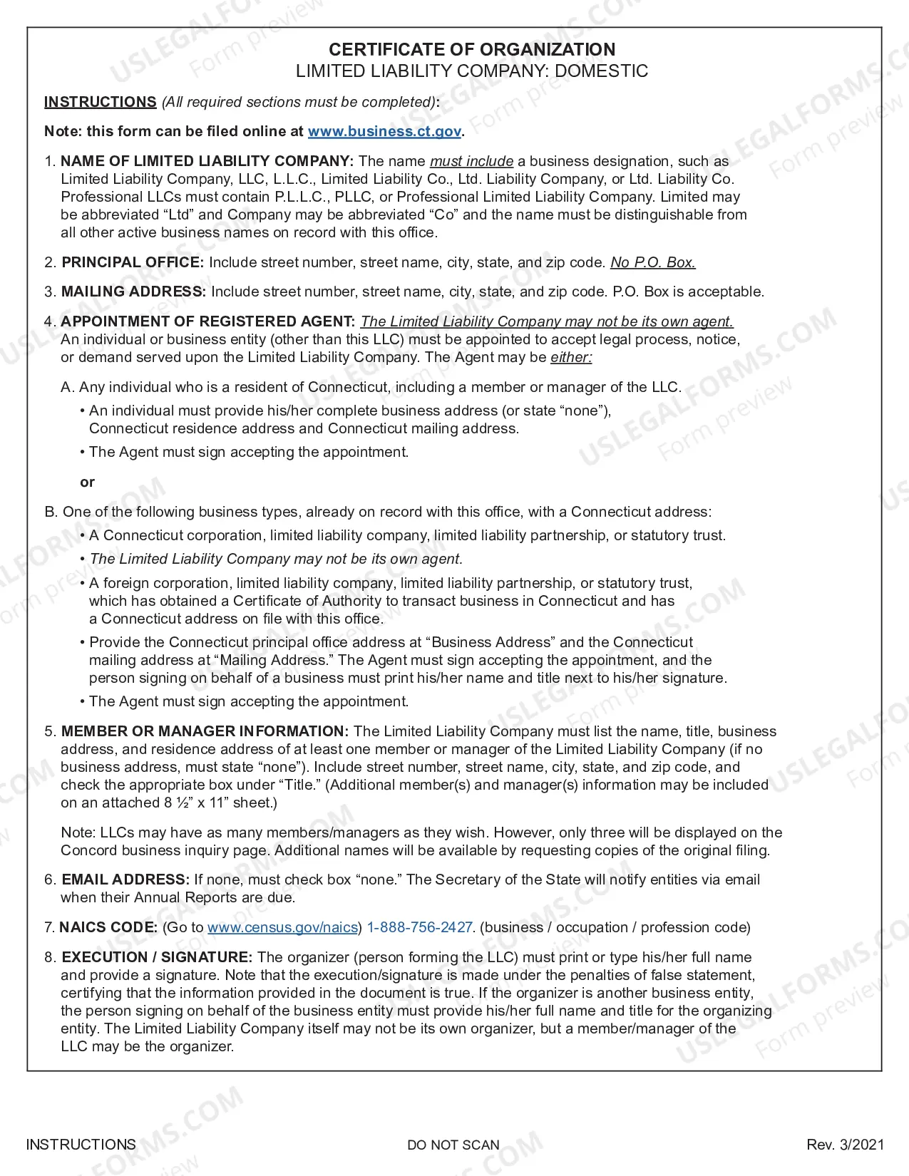 Preview Articles of Organization (Domestic LLC)