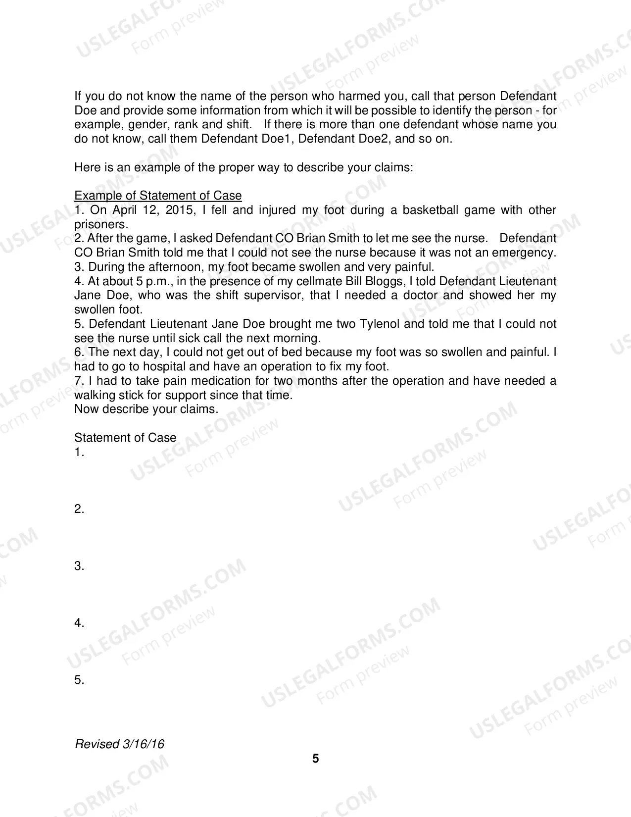 Preview Pro Se Prisoner Civil Rights Amended Complaint