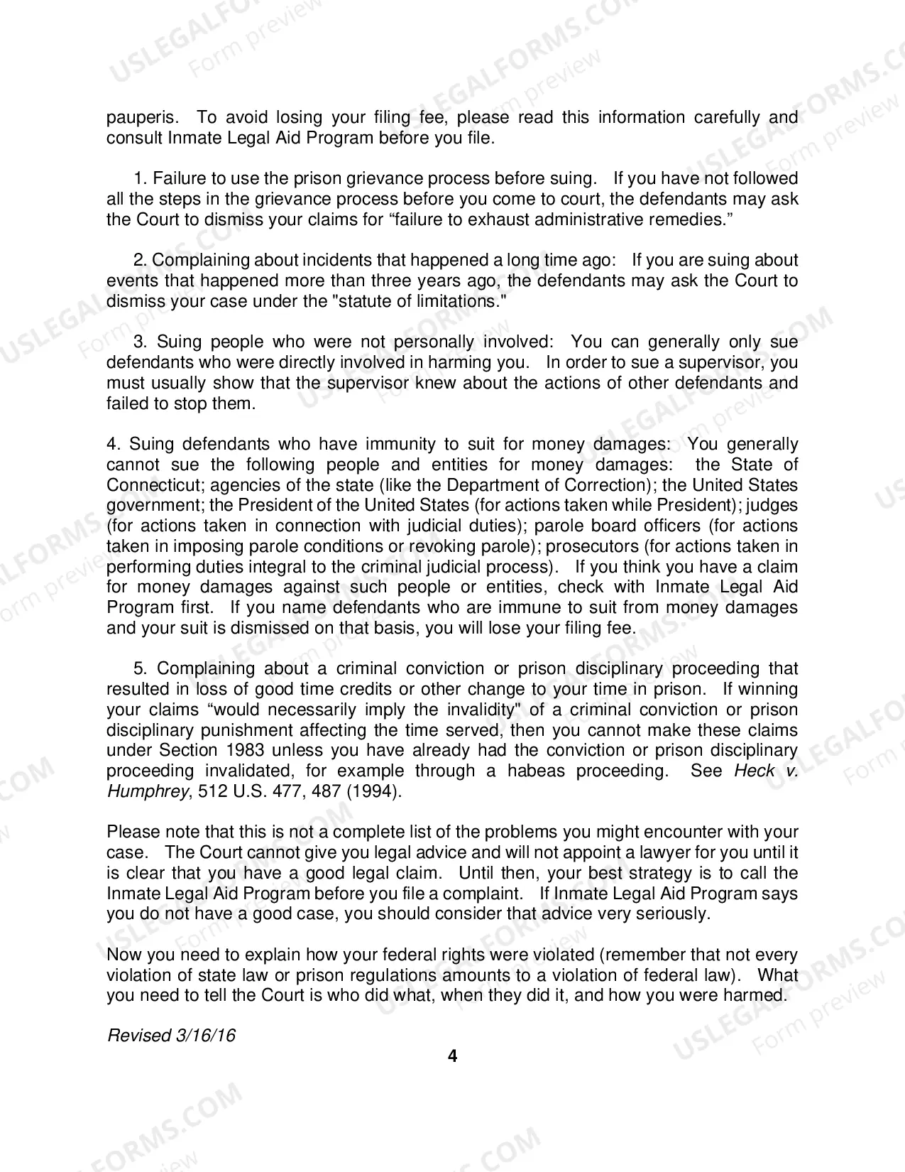 Preview Pro Se Prisoner Civil Rights Complaint